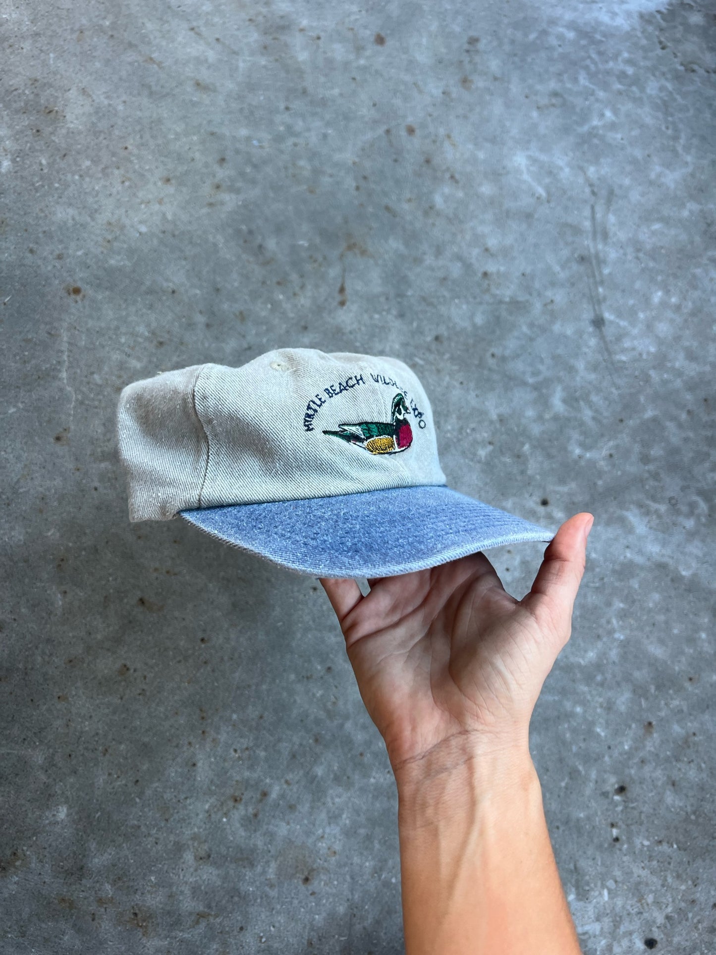 Vintage White Beach Canvas Stapback Hat