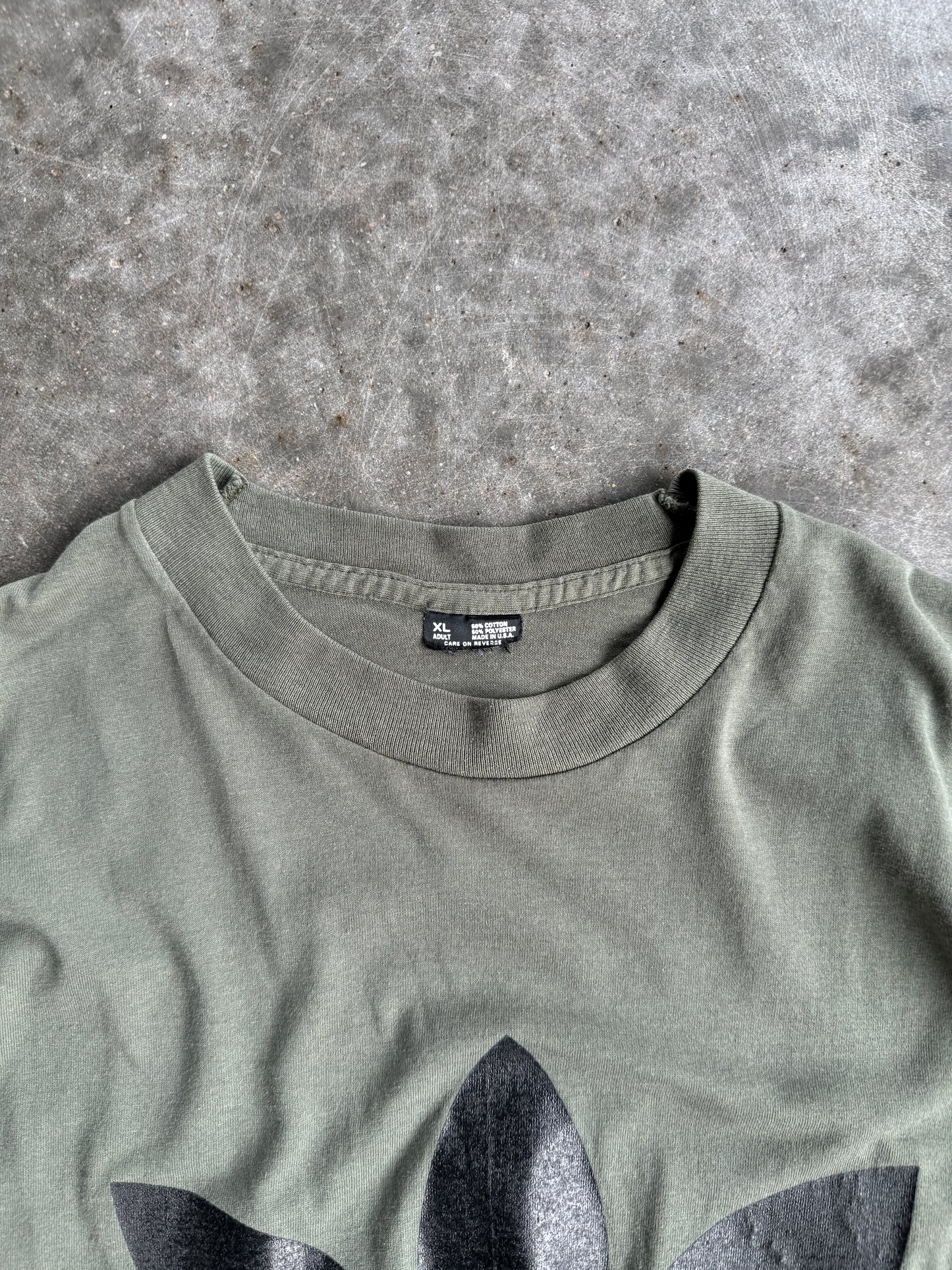 Vintage Adidas Logo Army Green Shirt - XL