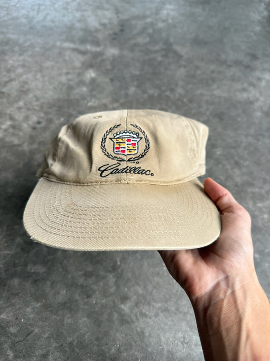 Vintage Beige Cadillac Strapback Hat