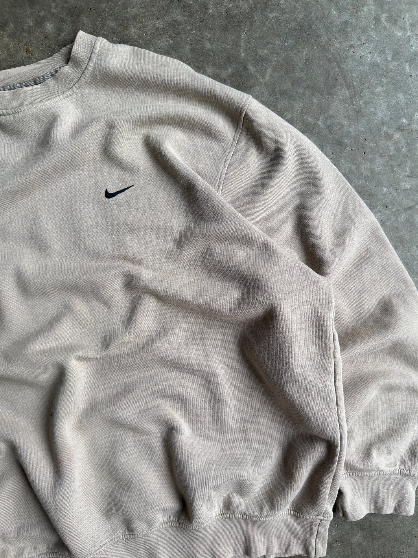 Vintage Tan Mini Swoosh Nike Crew - XL