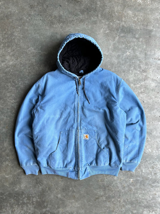 Blue Hooded Carhartt Jacket - L