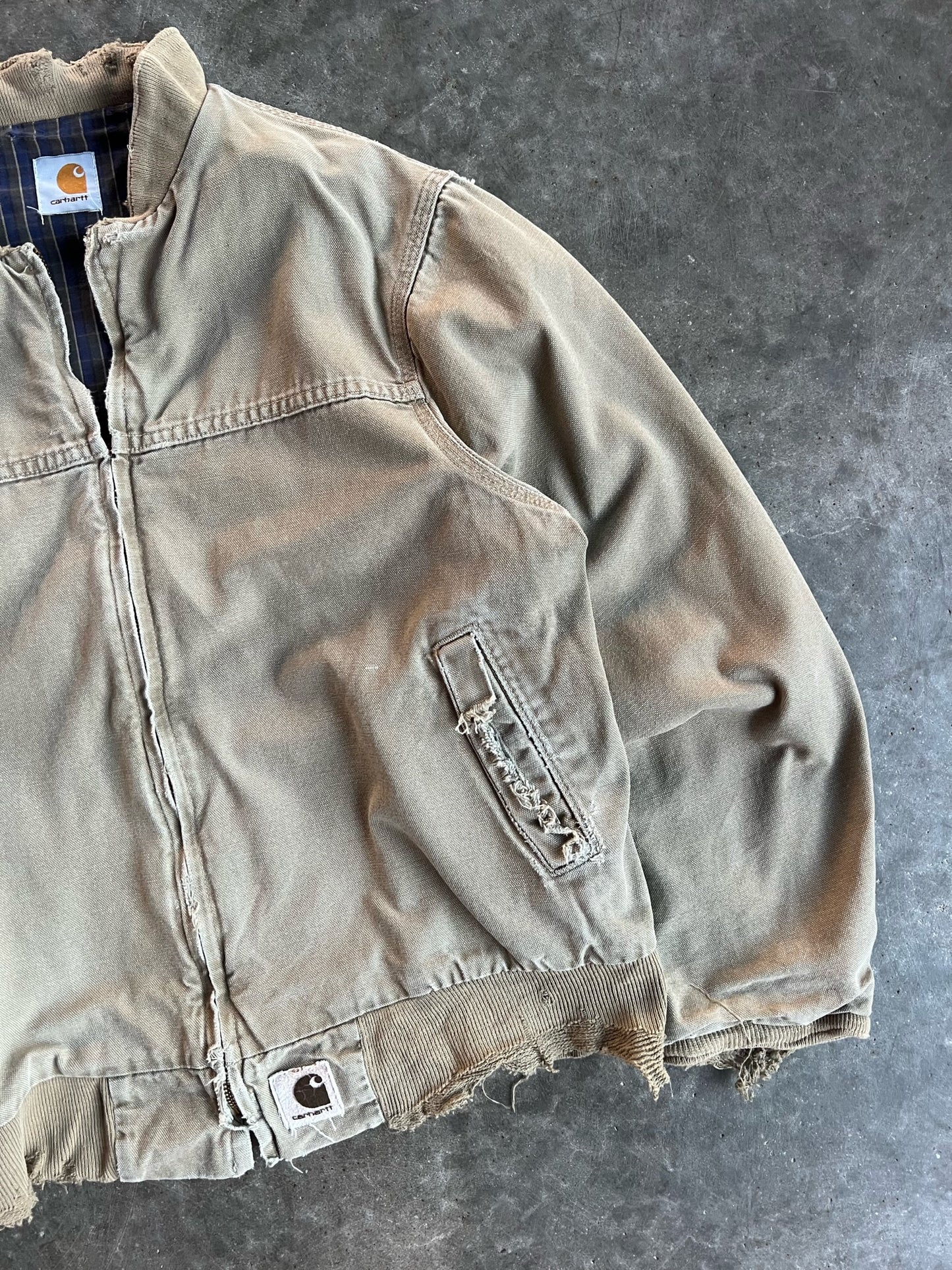 Vintage Khaki Flannel Lined Carhartt Jacket - M