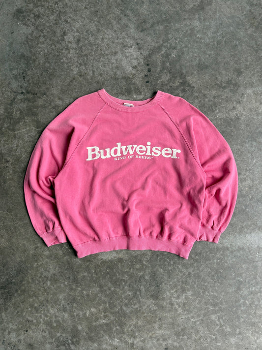 Vintage Faded Pink Budweiser Distressed Crew - M