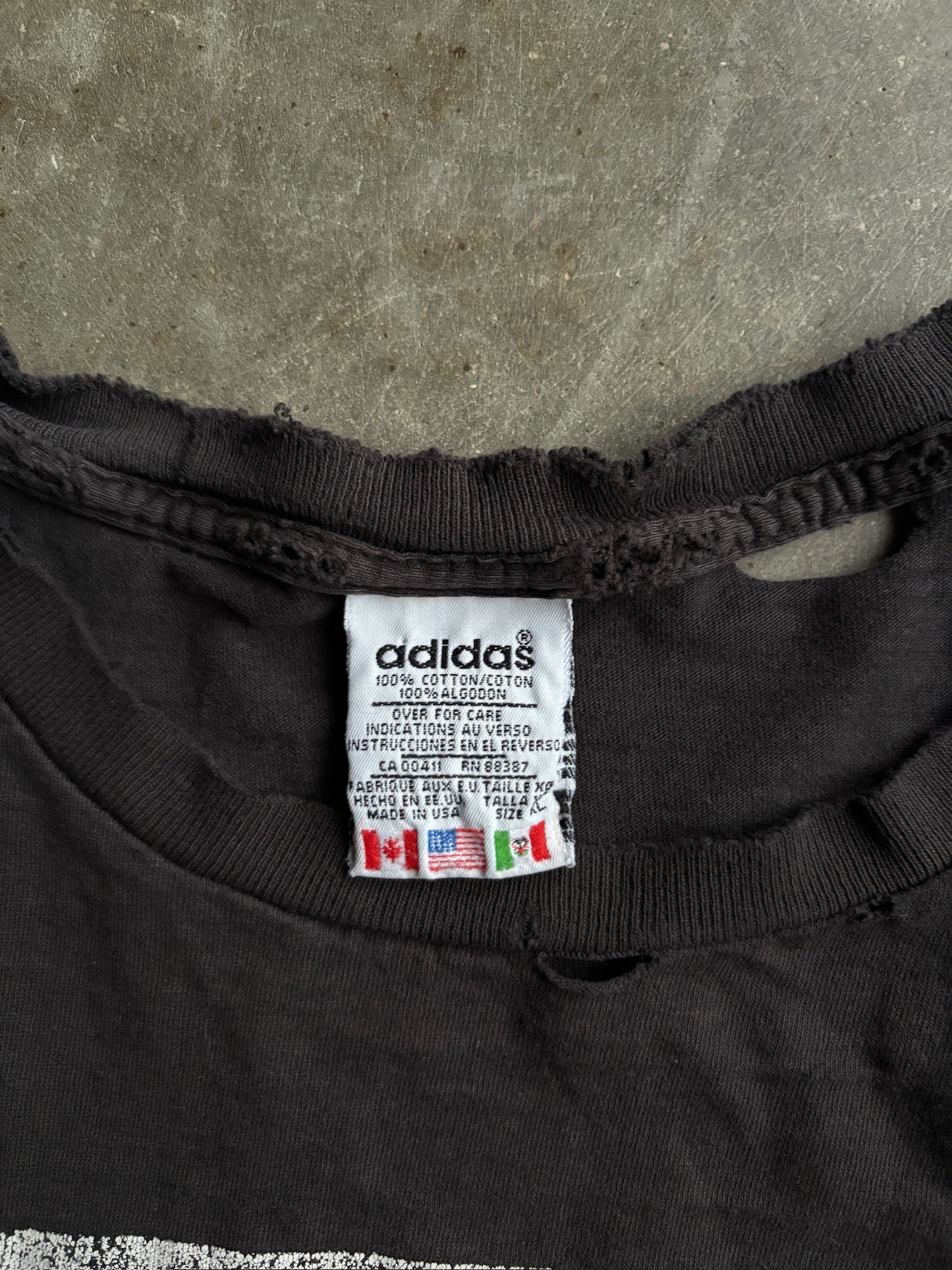 Vintage Distressed Black Adidas Shirt - XL