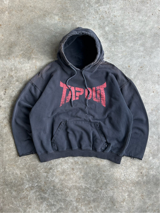 Vintage Faded Black Tap Out Hoodie - L