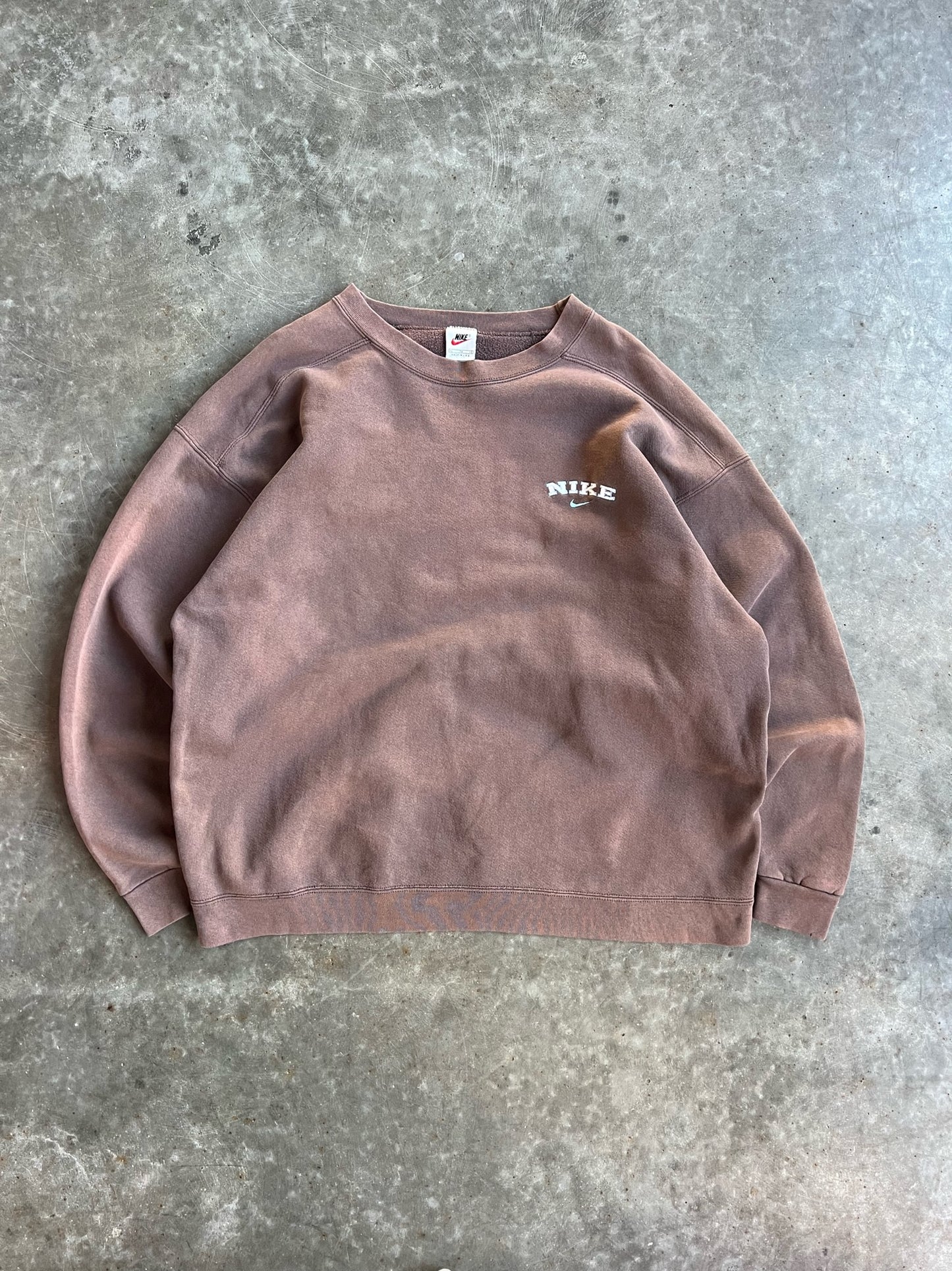 Vintage Brown Embroidered Nike Crew - XL