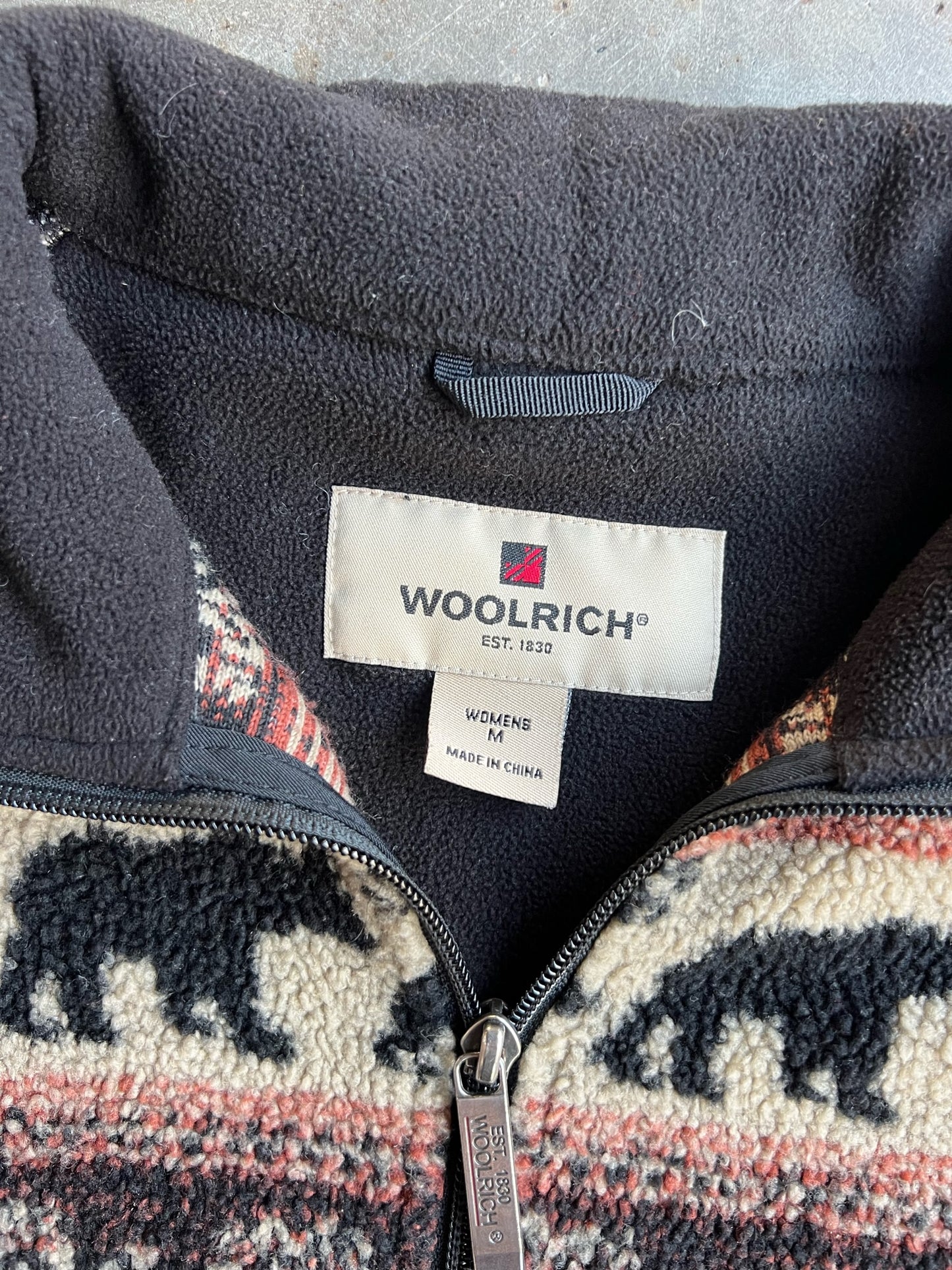 Vintage Bear Sherpa Woolrich Zip Up - M