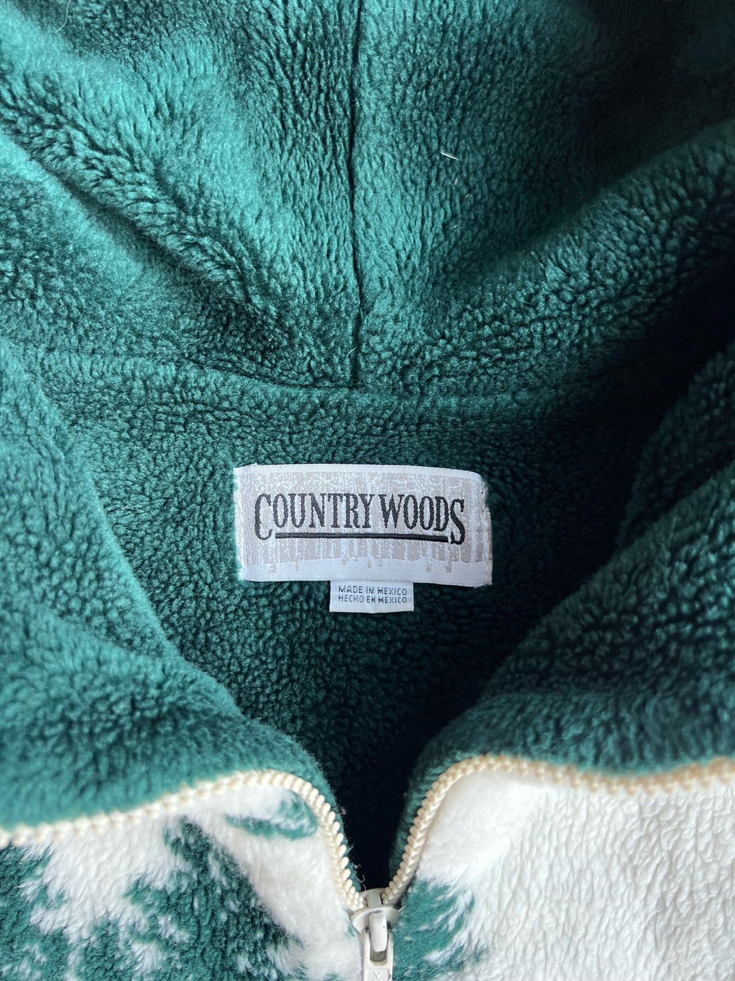 Vintage White Country Woods Hooded Fleece - XL