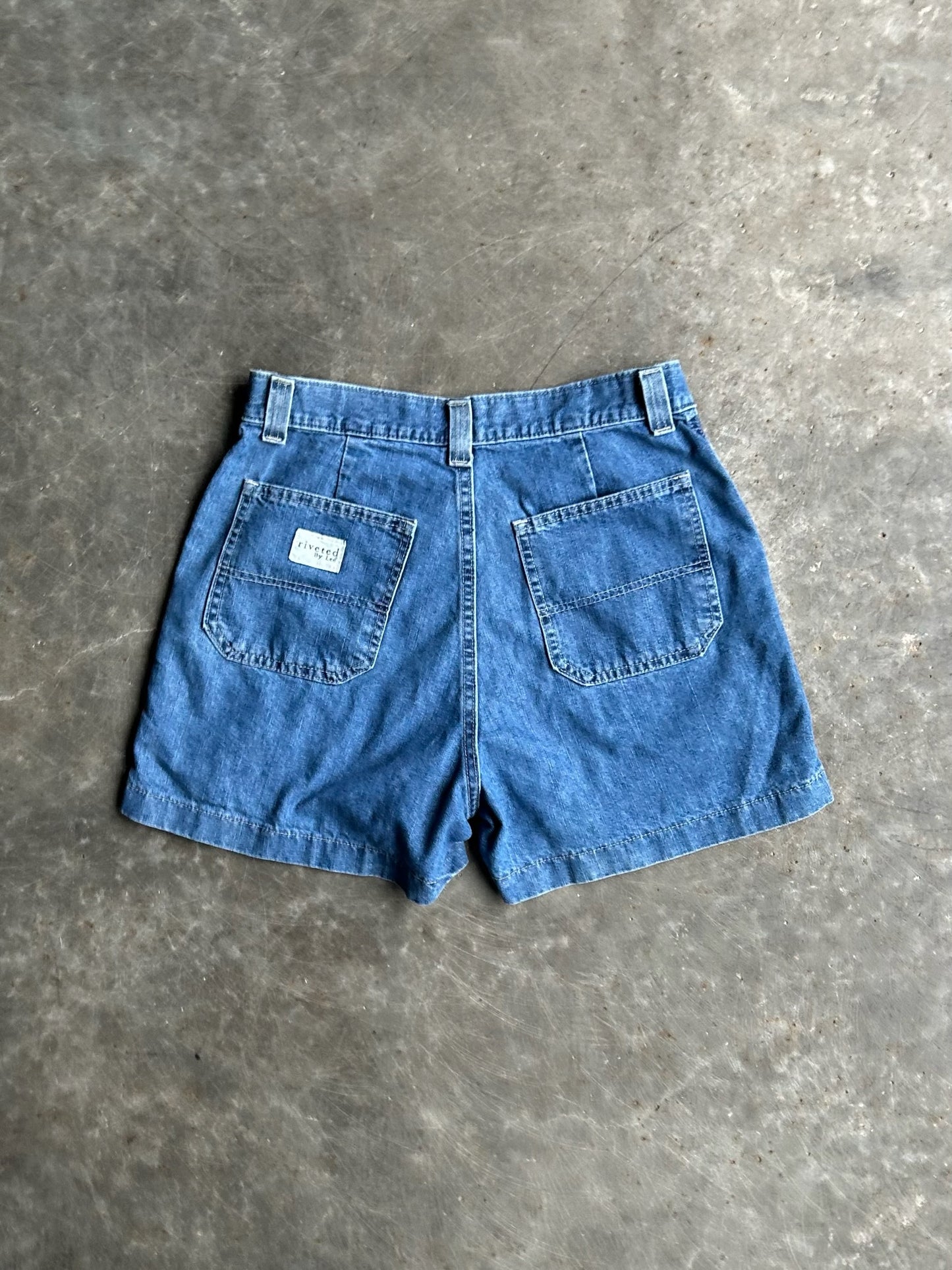 Vintage Dark Wash Riveted Lee Denim Shorts - 28