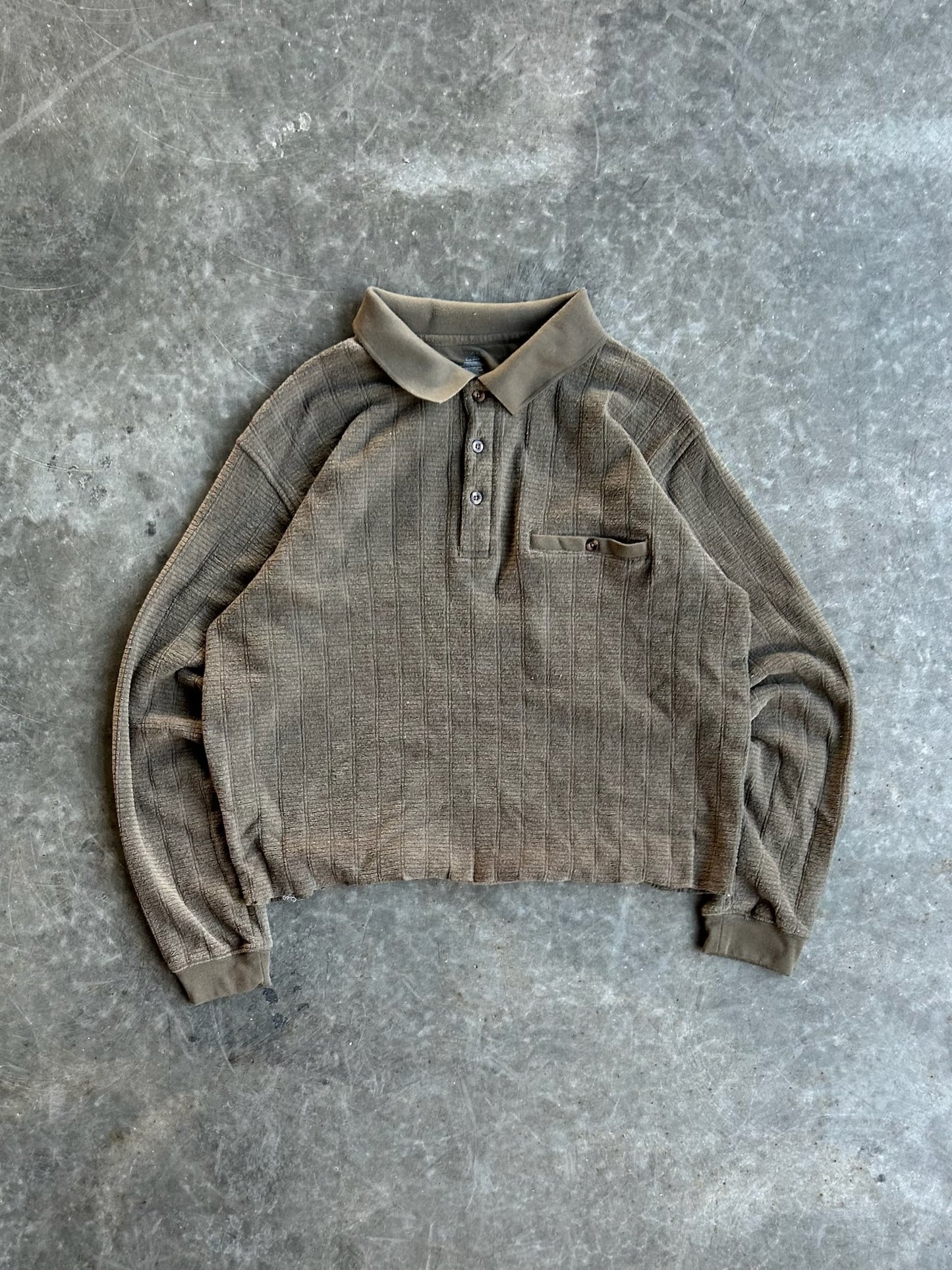 Vintage Brown Cropped Sweater Polo - XXL