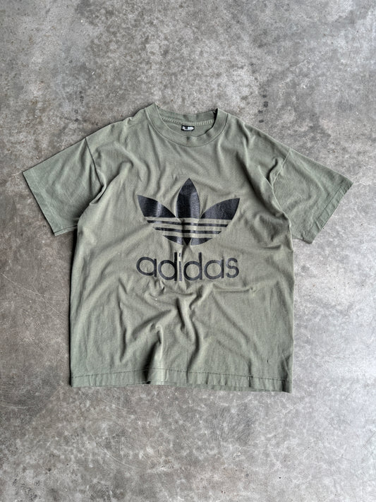 Vintage Adidas Logo Army Green Shirt - XL