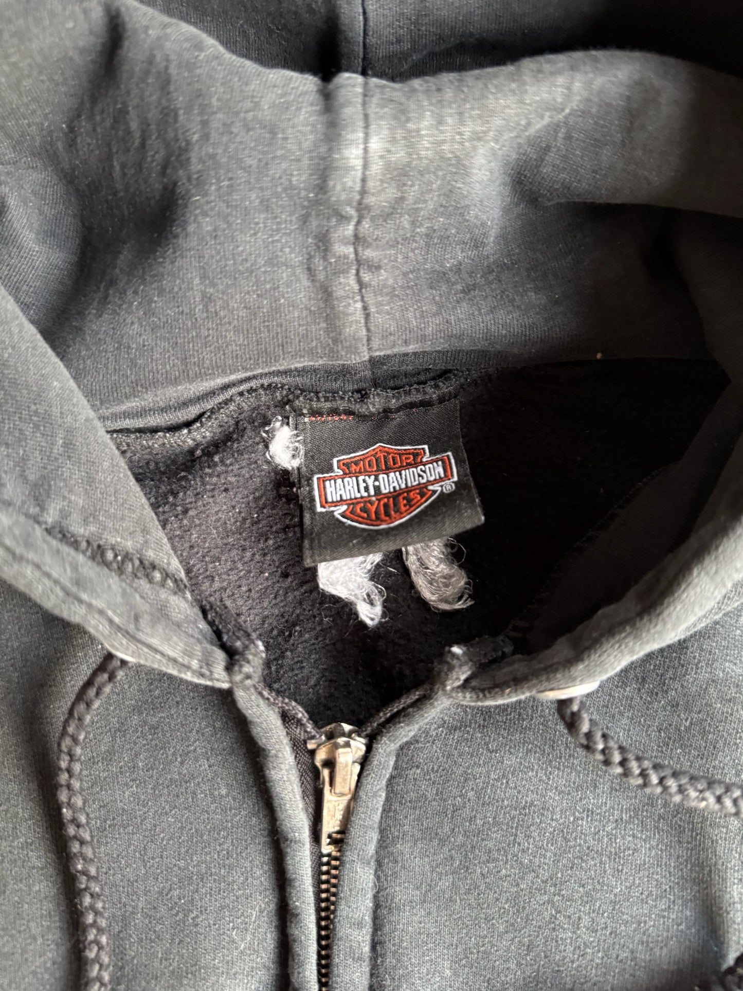 Vintage Black Harley Davidson Zip Up Hoodie - L