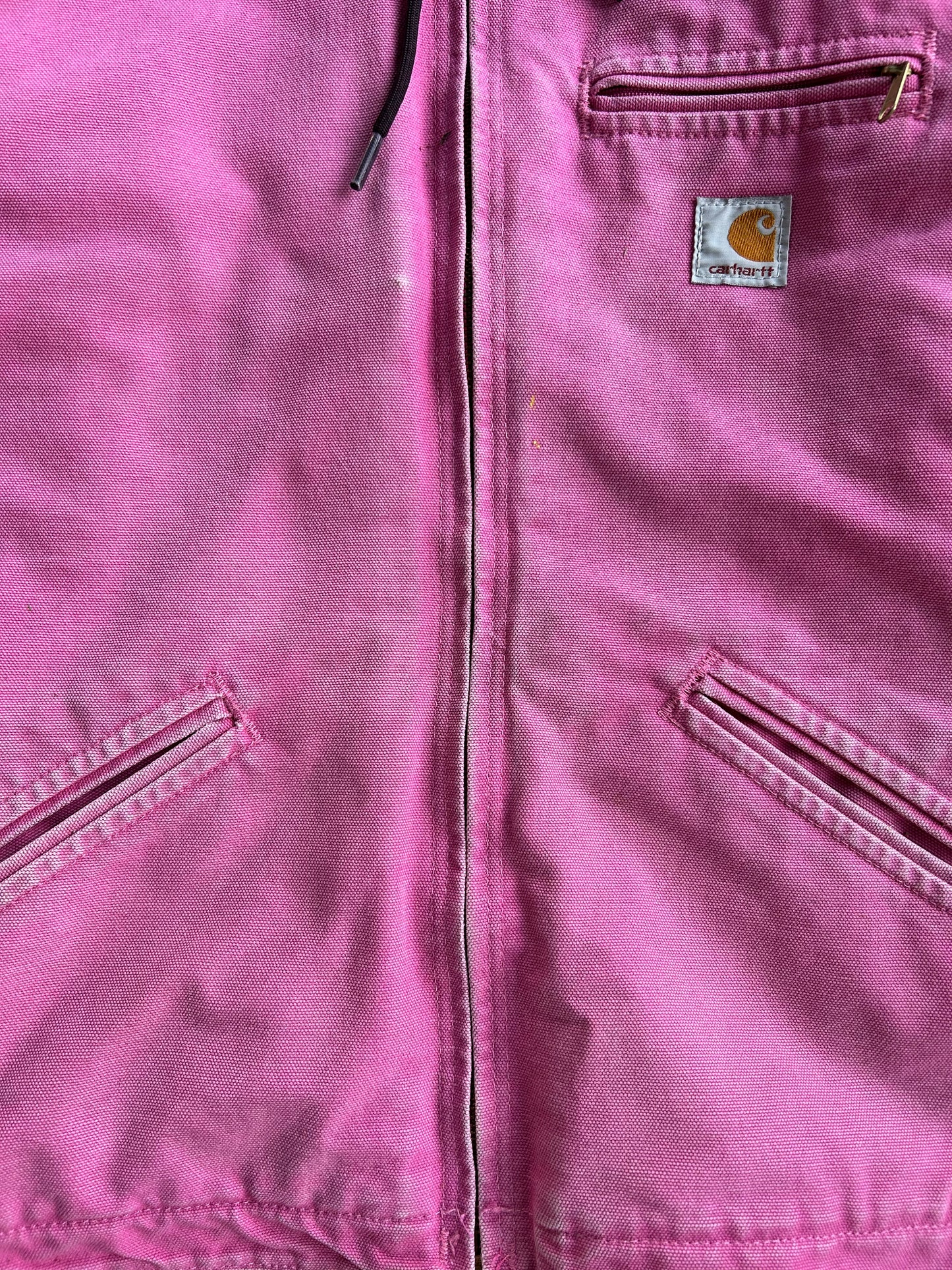 Vintage Hot Pink Sherpa Lined Hooded Carhartt Jacket - L