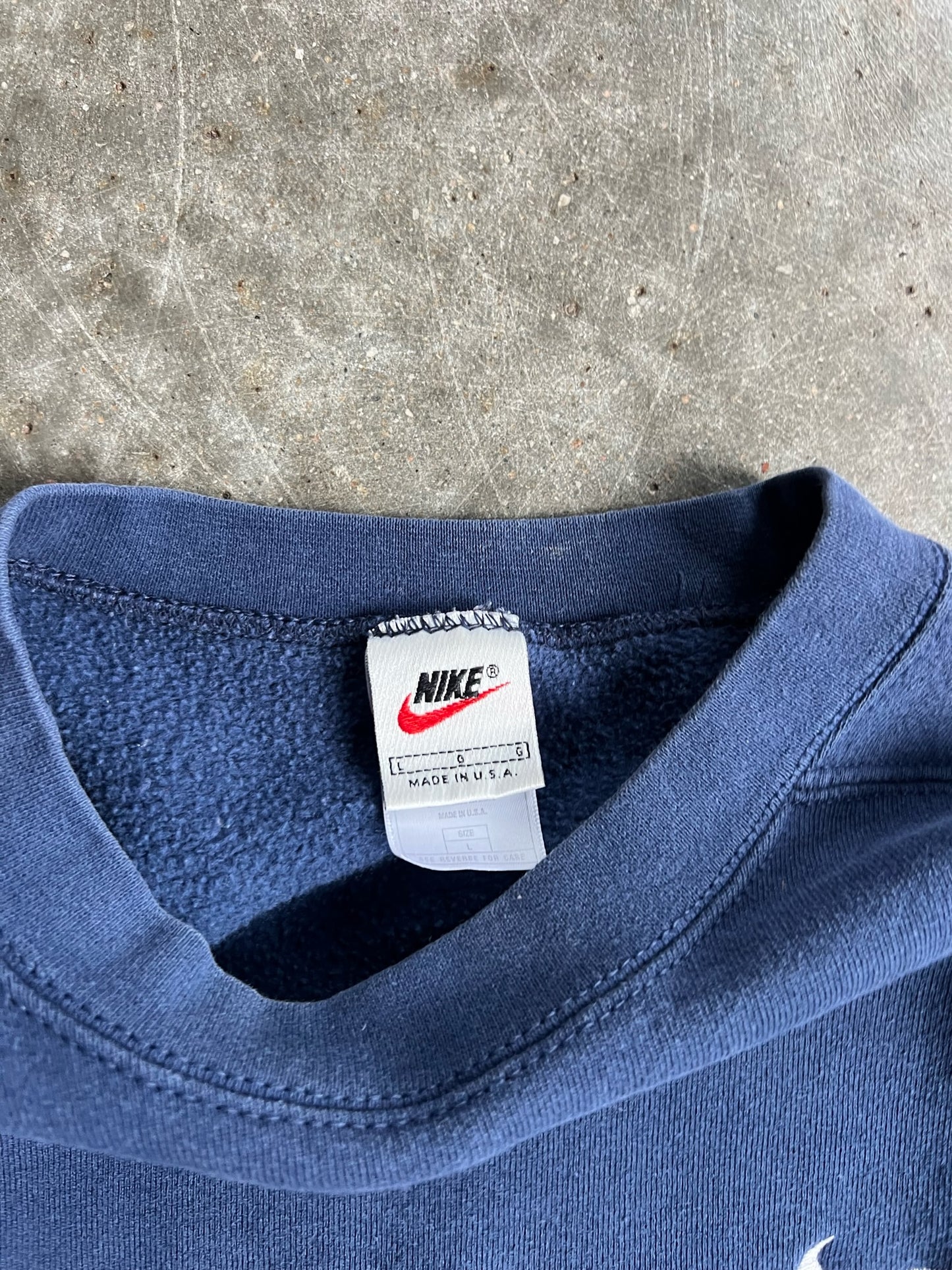 Vintage Navy Mini Nike Swoosh Crew - L