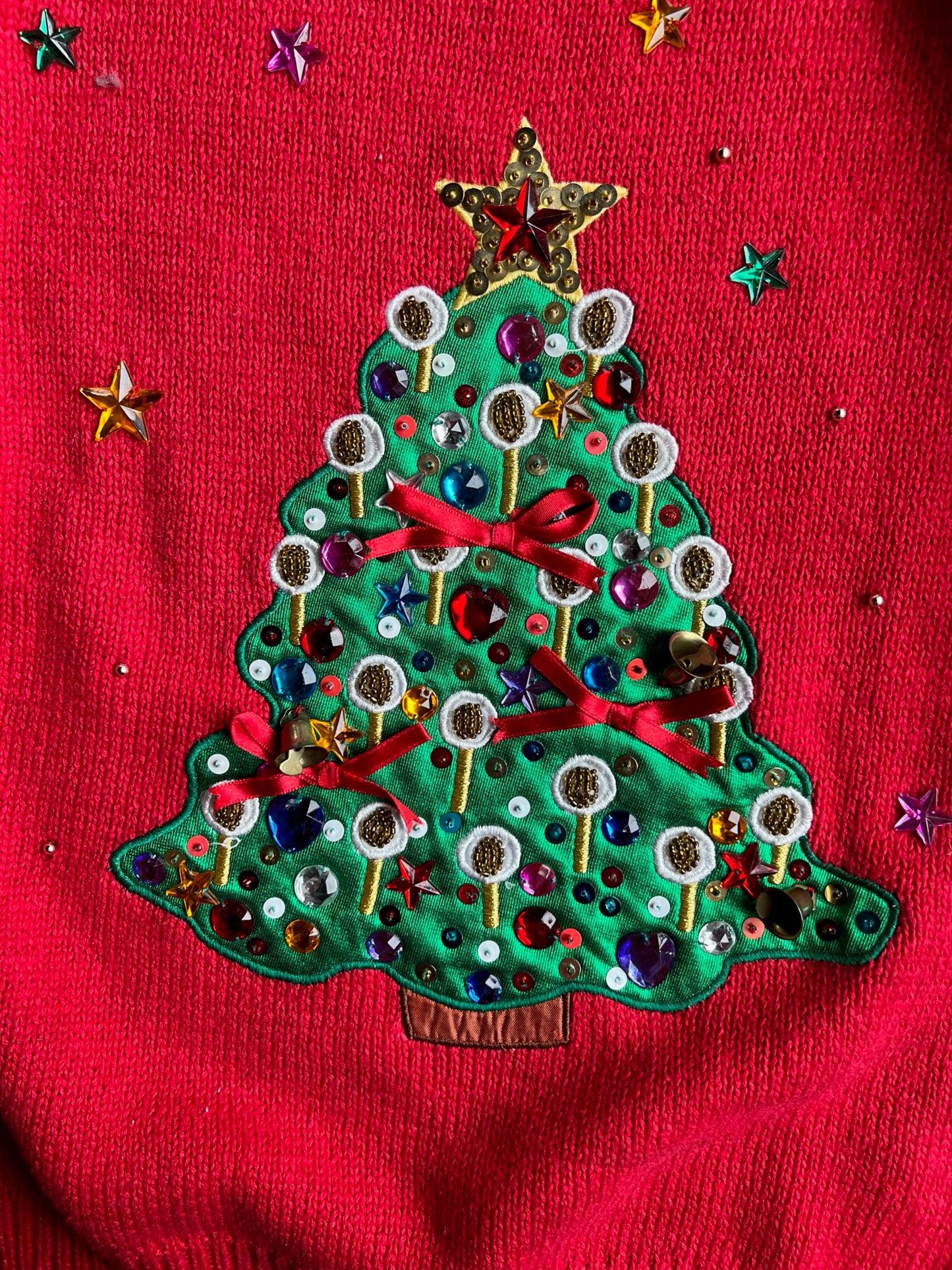 Vintage Red Christmas Tree Sweater - M