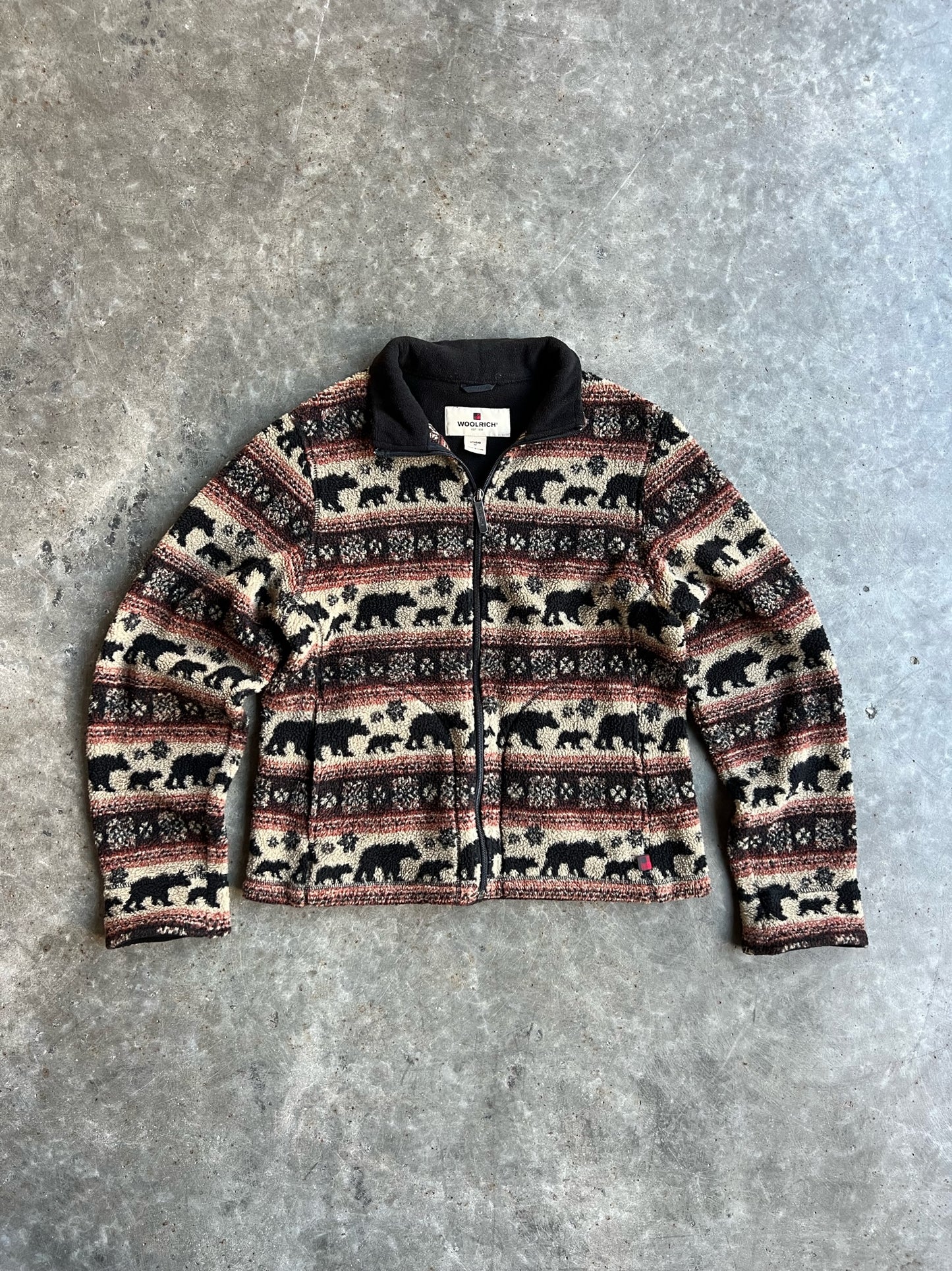 Vintage Bear Sherpa Woolrich Zip Up - M