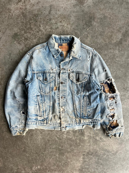 Vintage Levi Strauss Distressed Flannel Lined Denim Jacket - XL