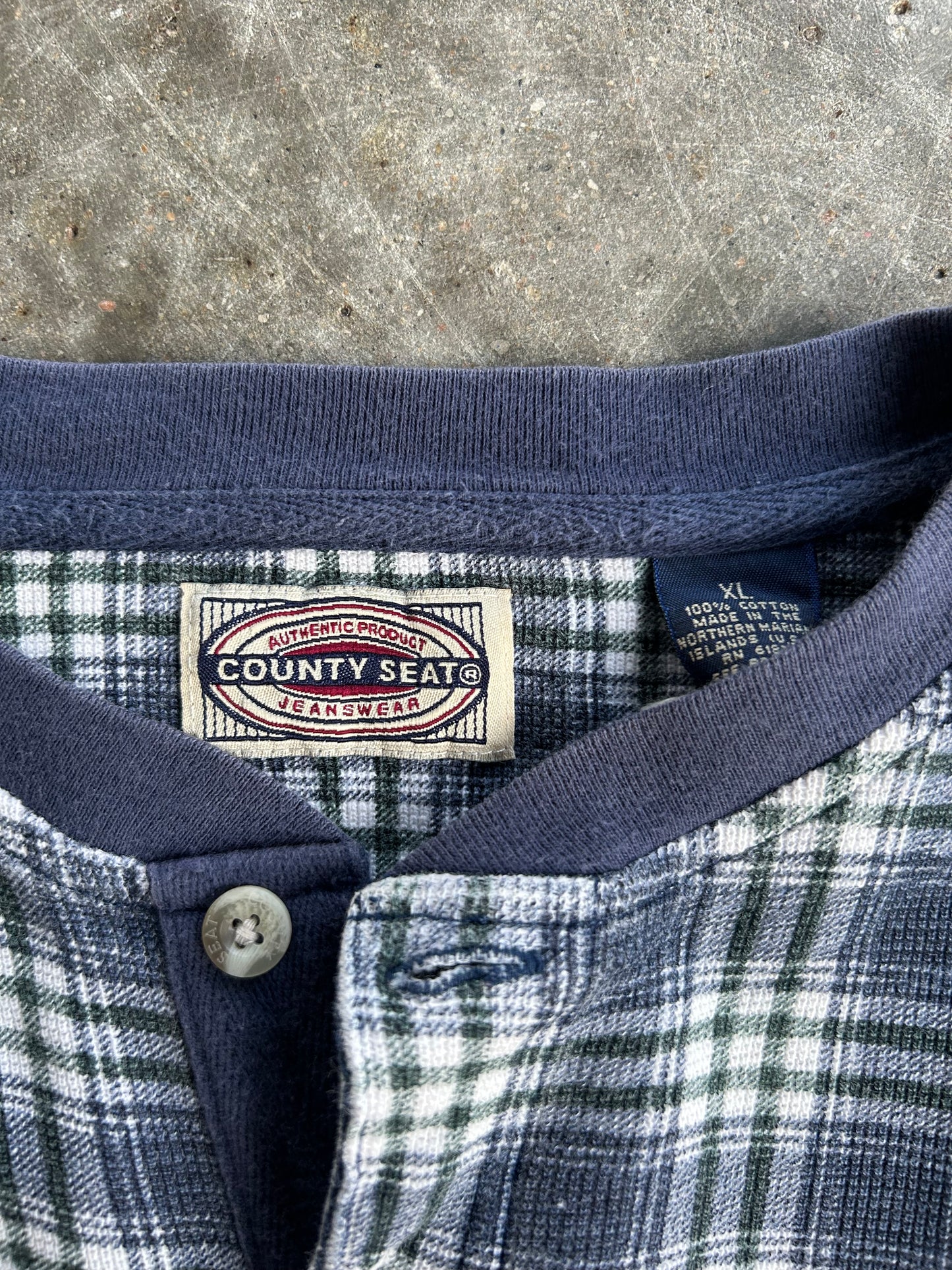 Vintage County Seats Plaid Cropped Shirt - XL