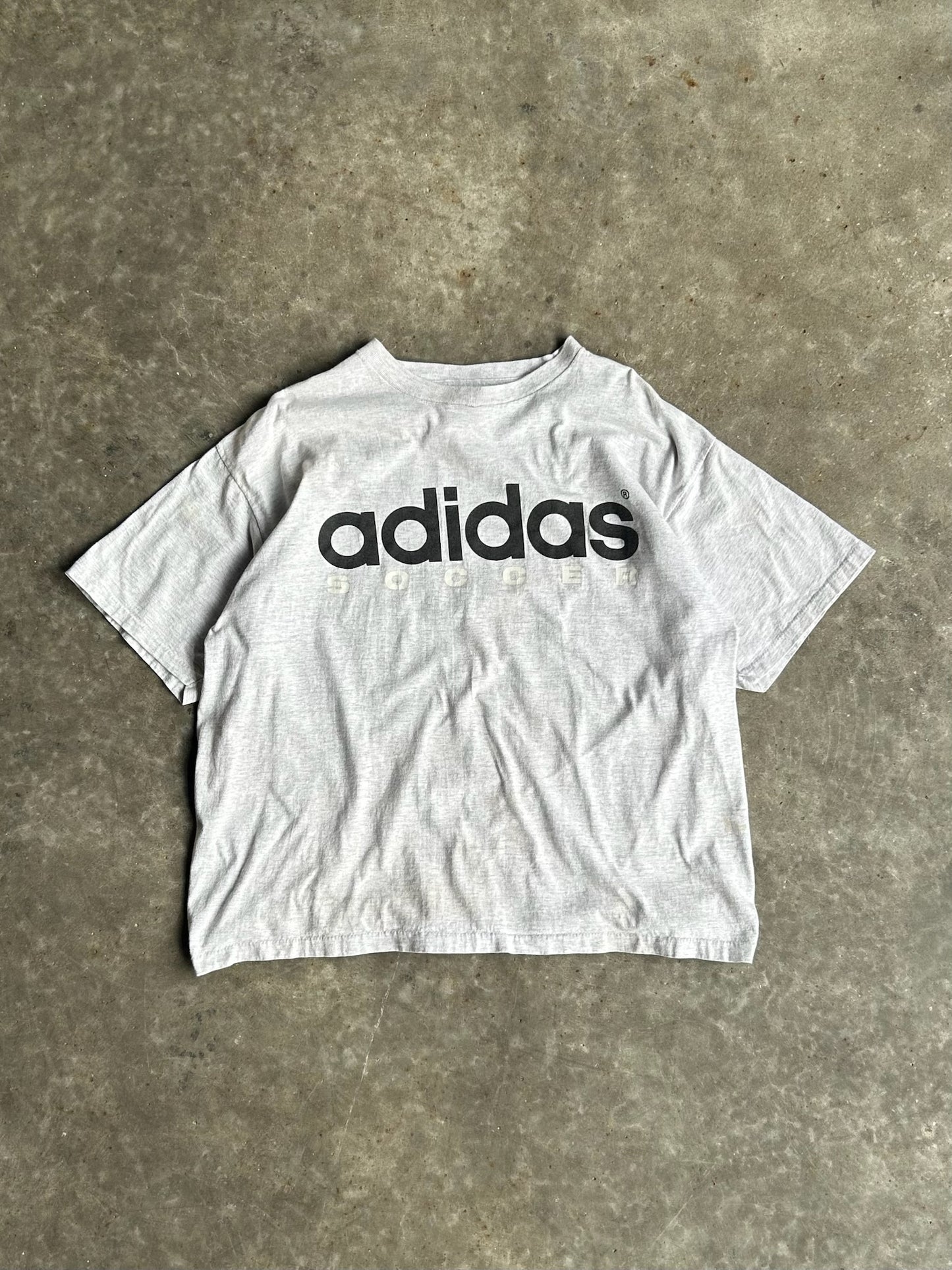 Vintage Light Grey Adidas Soccer Shirt - XL