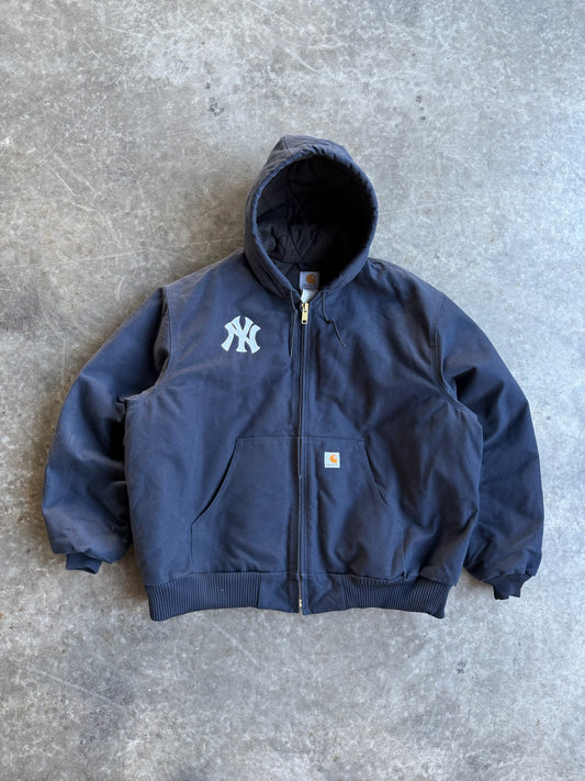 Vintage Navy Yankees Hooded Carhartt Jacket - XXL