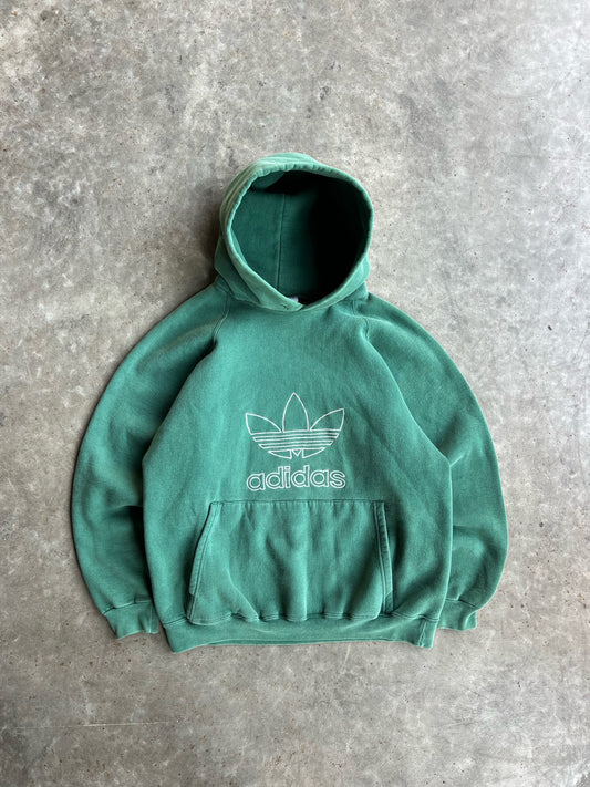 Vintage Green Adidas Hoodie - M