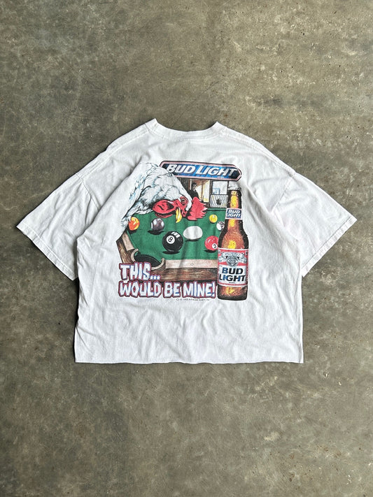 Vintage Bud Light 1998 Billiards Graphic Cropped Tee - XL