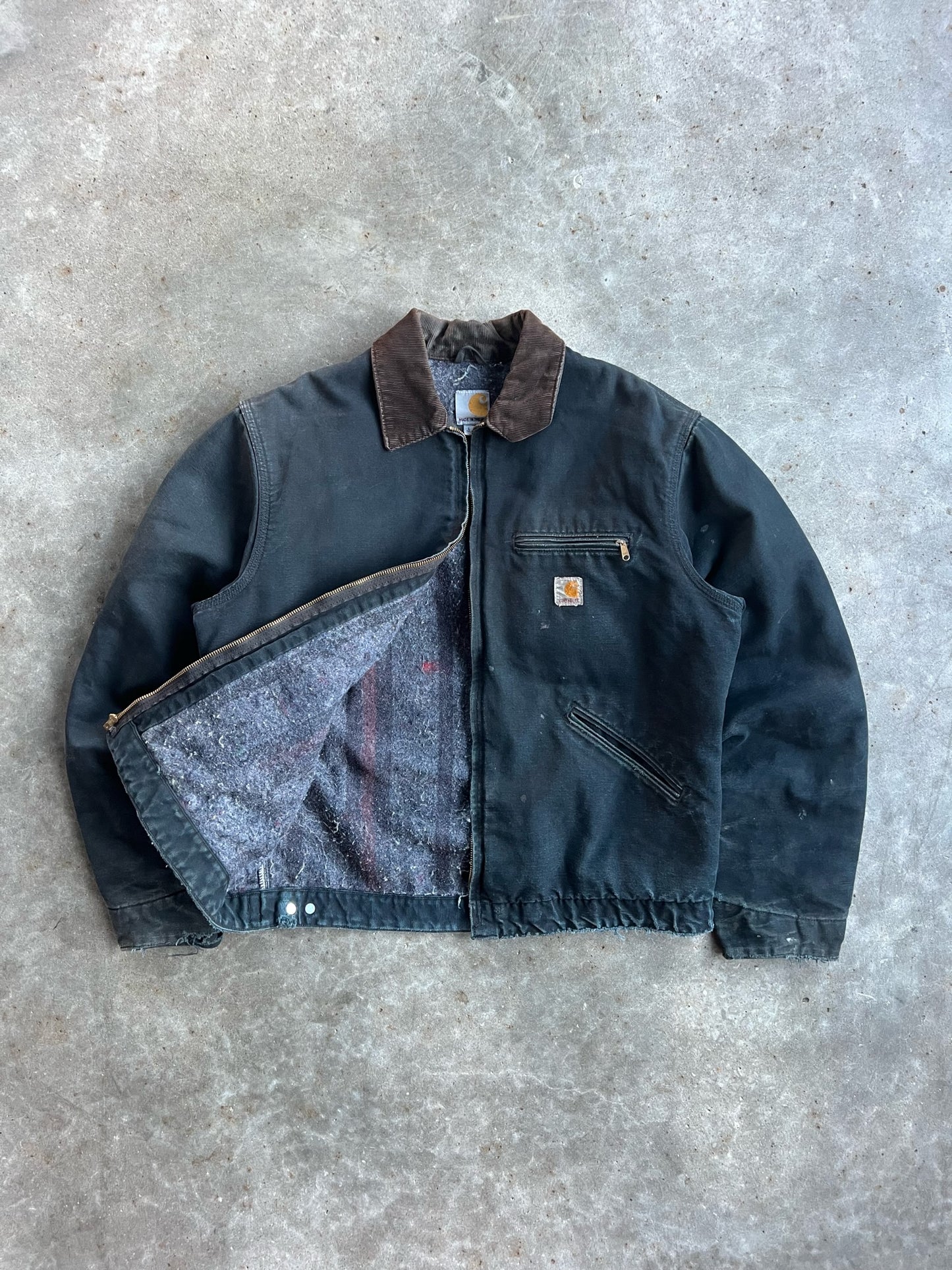 Vintage Black Flannel Lined Carhartt Detroit Jacket - L