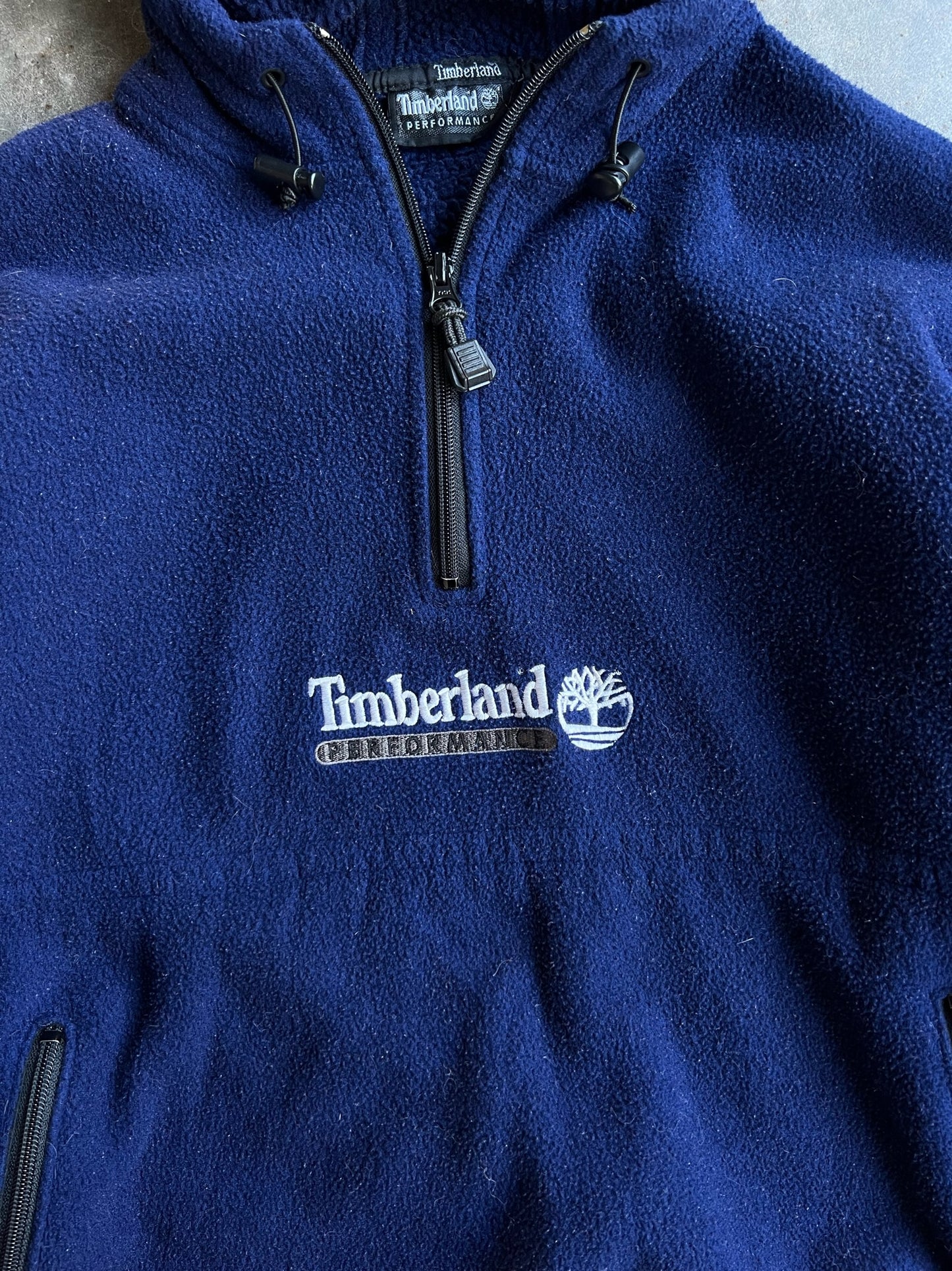 Vintage Navy Fleece Timberland Quarter Zip - L