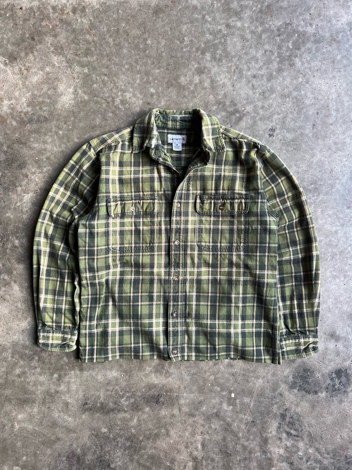 Vintage Green Cropped Carhartt Flannel - M