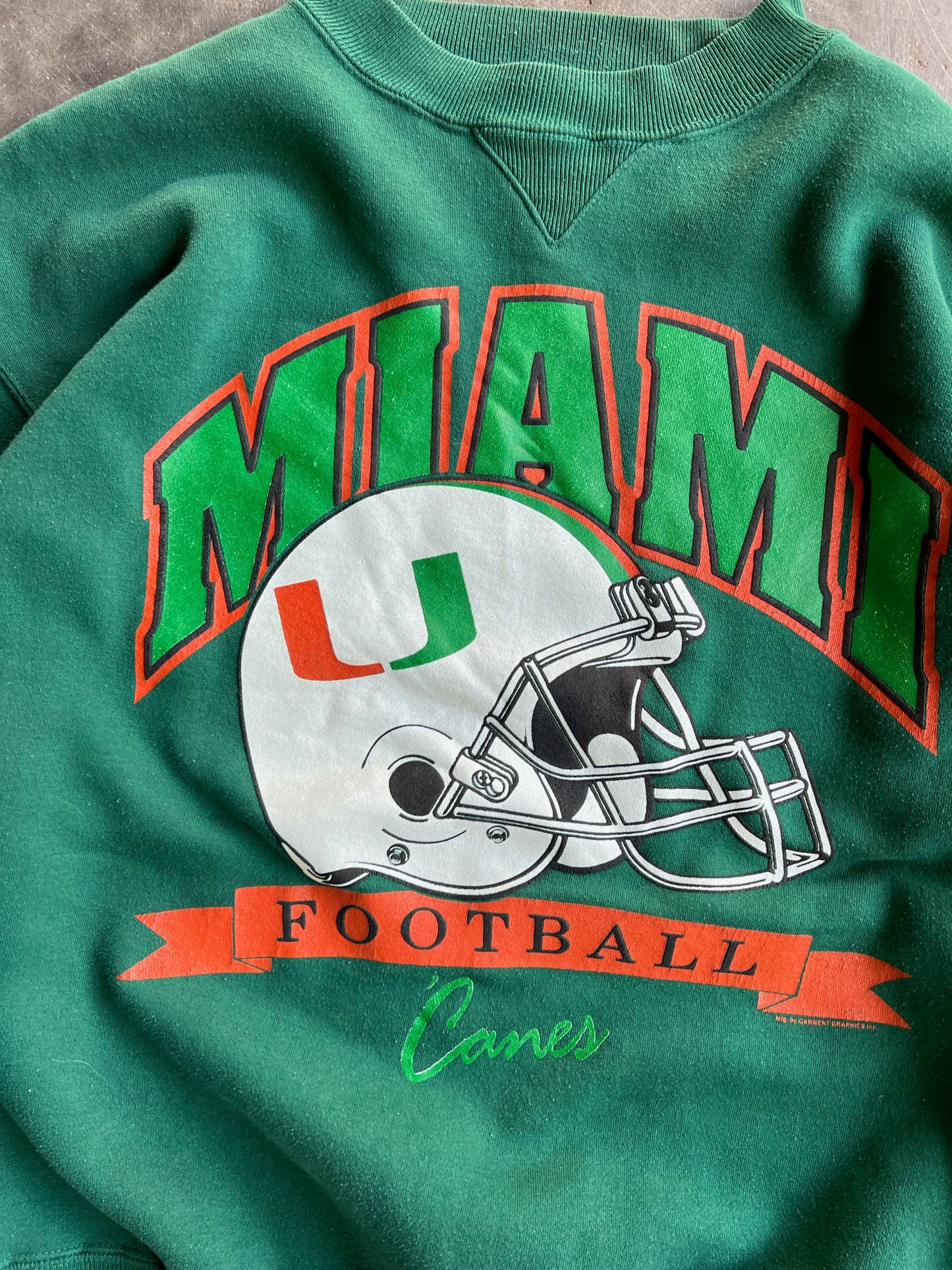 Vintage Green Miami Football Crew - XL