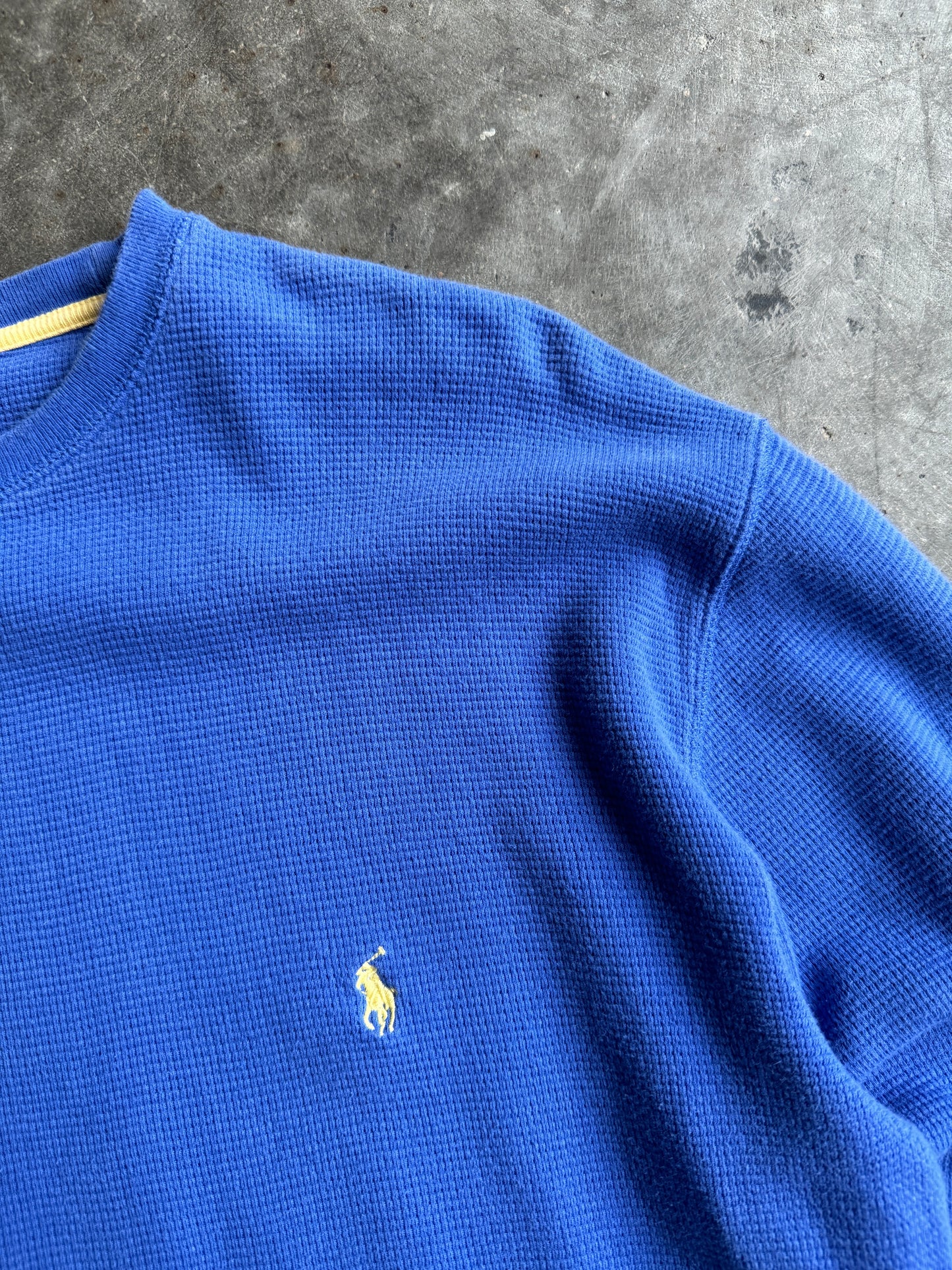 Vintage Cobalt Blue Polo Thermal - L