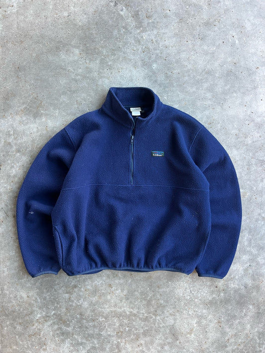 Vintage Navy Fleece LL. Bean Quarter Zip - L