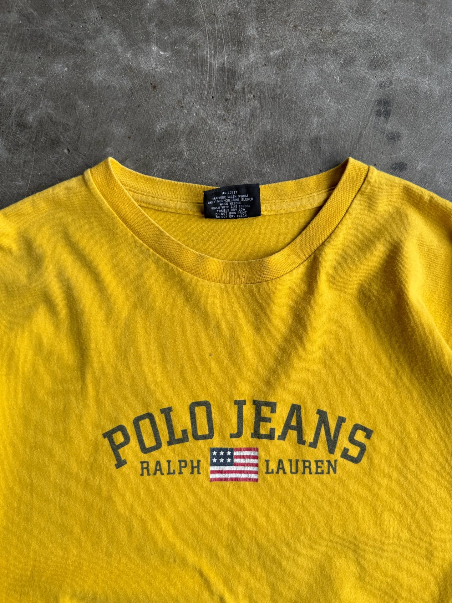 Yellow Ralph Lauren Polo Cropped Tee - L