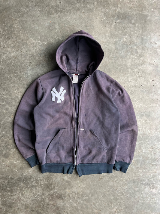 Vintage Faded Navy Yankees Carhartt Zip Up Hoodie - L