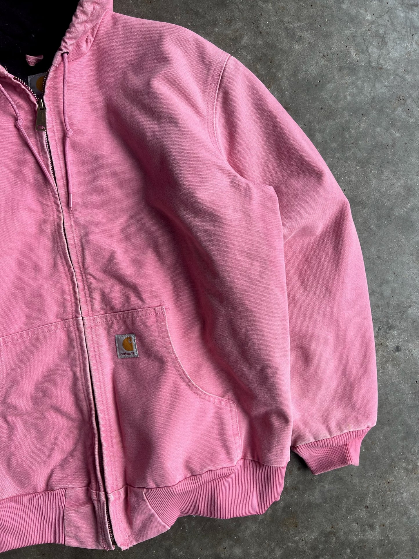 Vintage Baby Pink Hooded Carhartt Jacket - L