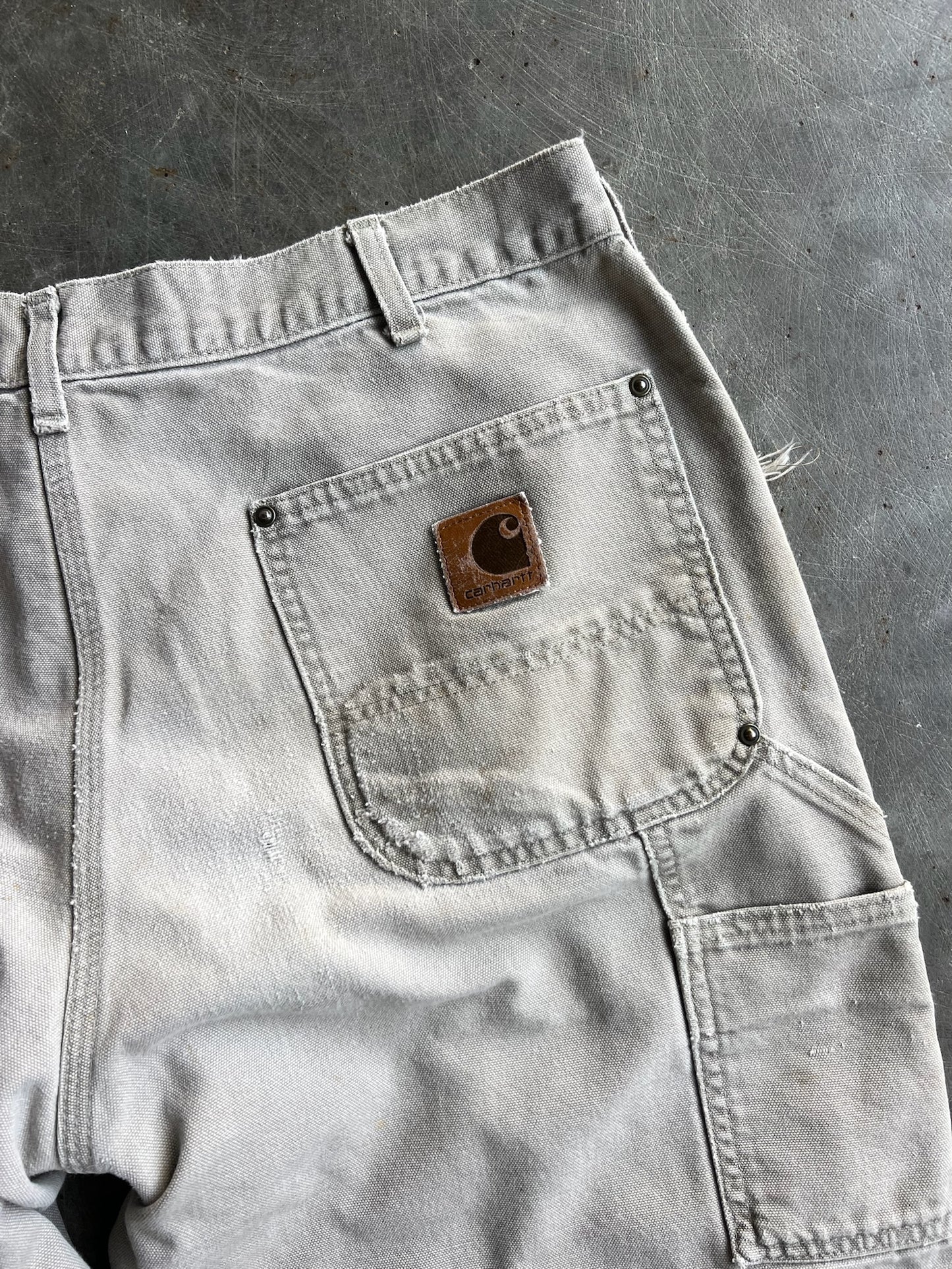 Vintage Cream Painted Distressed Carhartt Double Knee Pants - 36