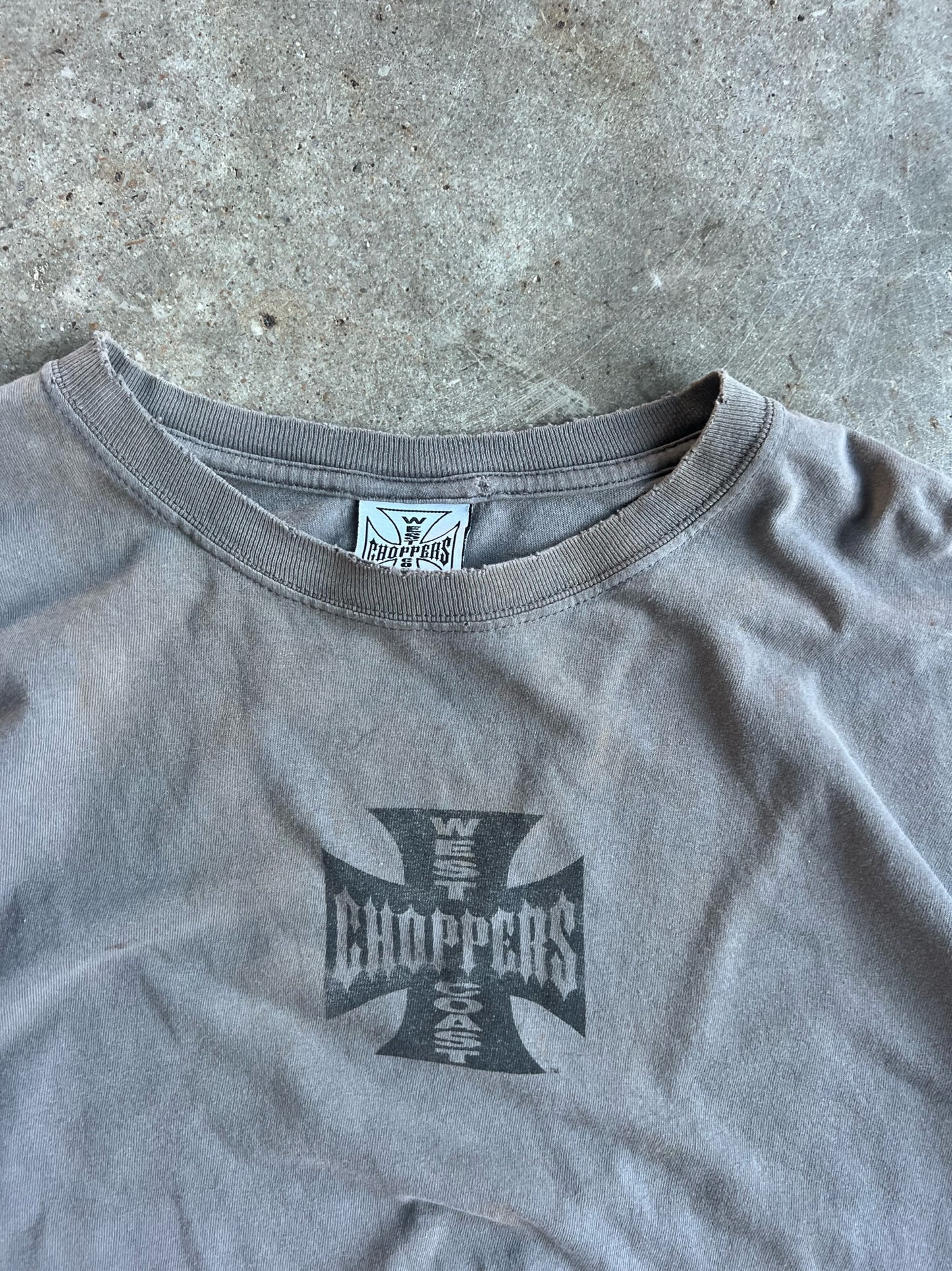 Vintage Grey Cropped West Coast Choppers Shirt - XXL