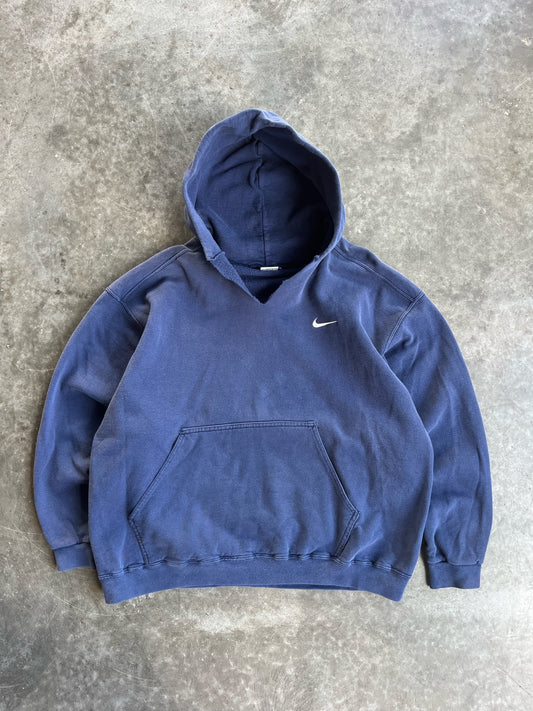 Vintage Navy Mini Nike Swoosh Hoodie - XL