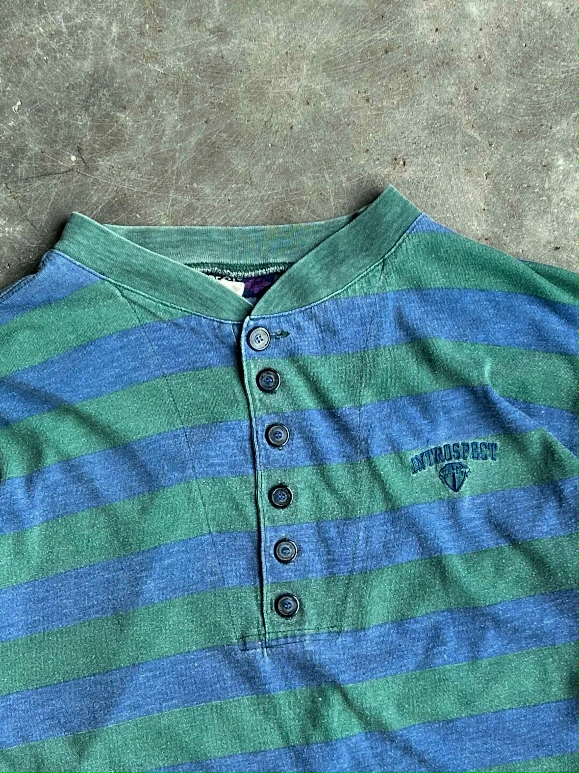 Vintage Green And Blue Striped Introspect Tee - XL