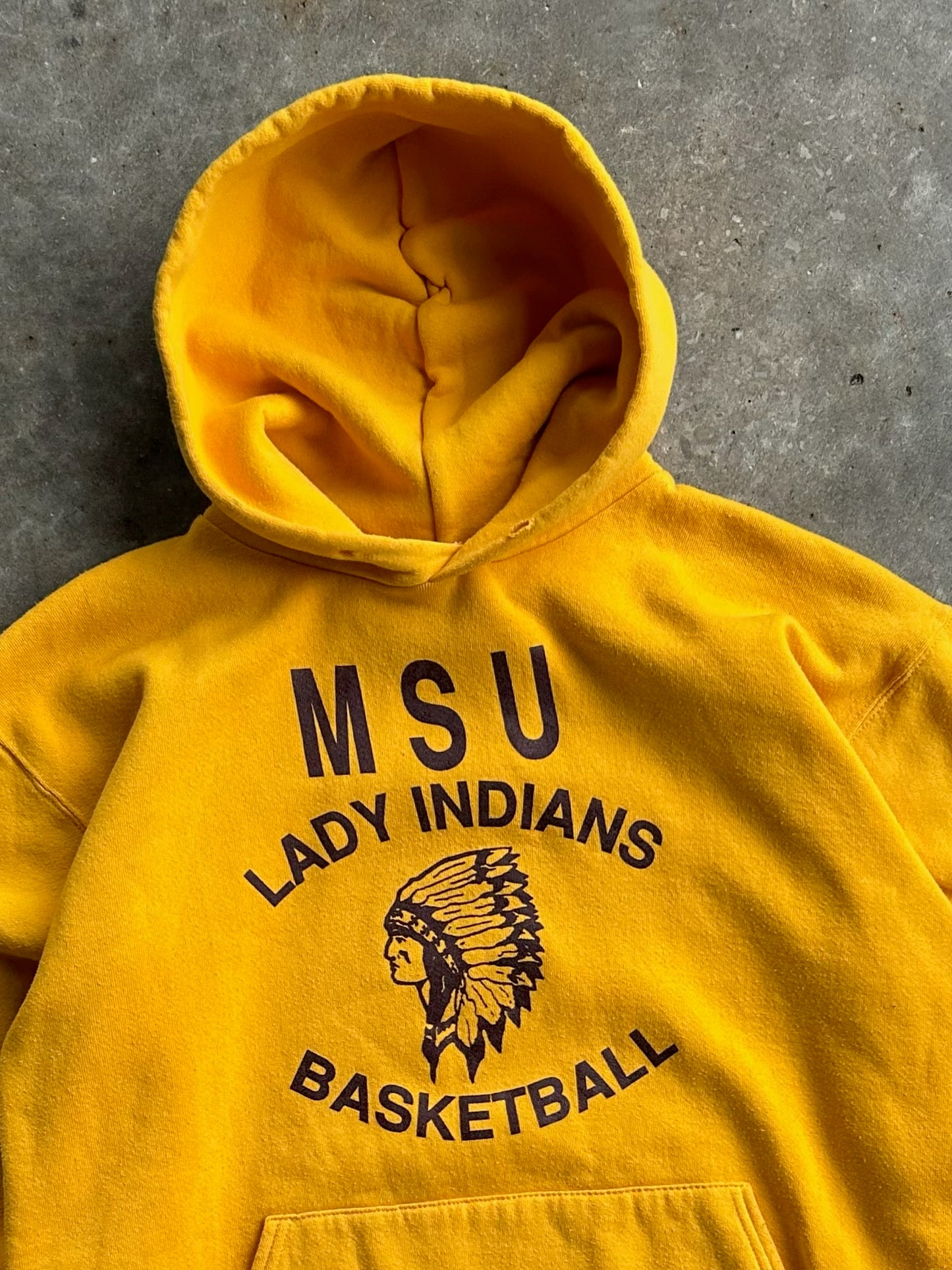 Vintage Yellow MSU Basketball Hoodie - XL