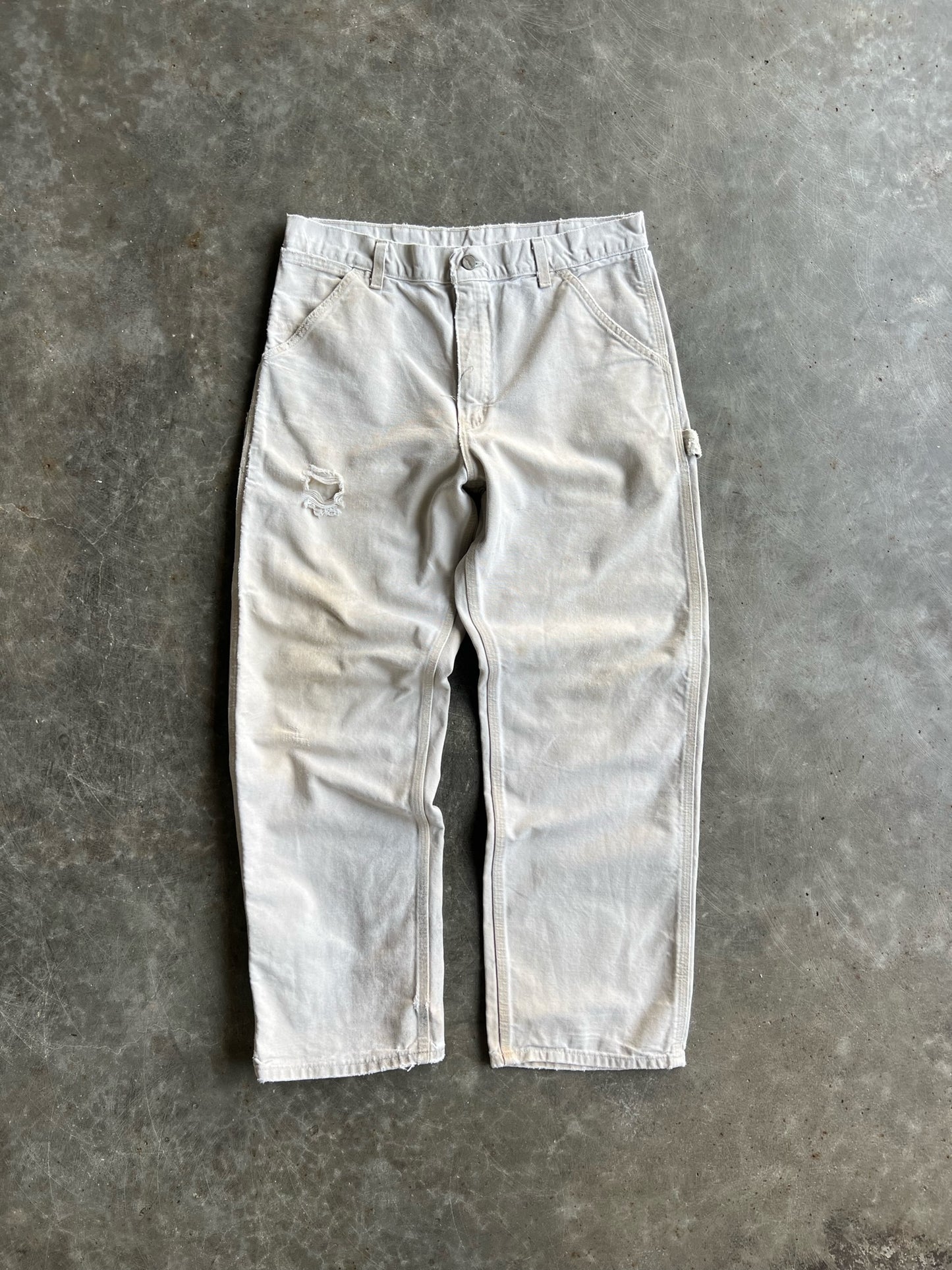 Vintage Cream Distressed Carhartt Carpenter Pants - 34