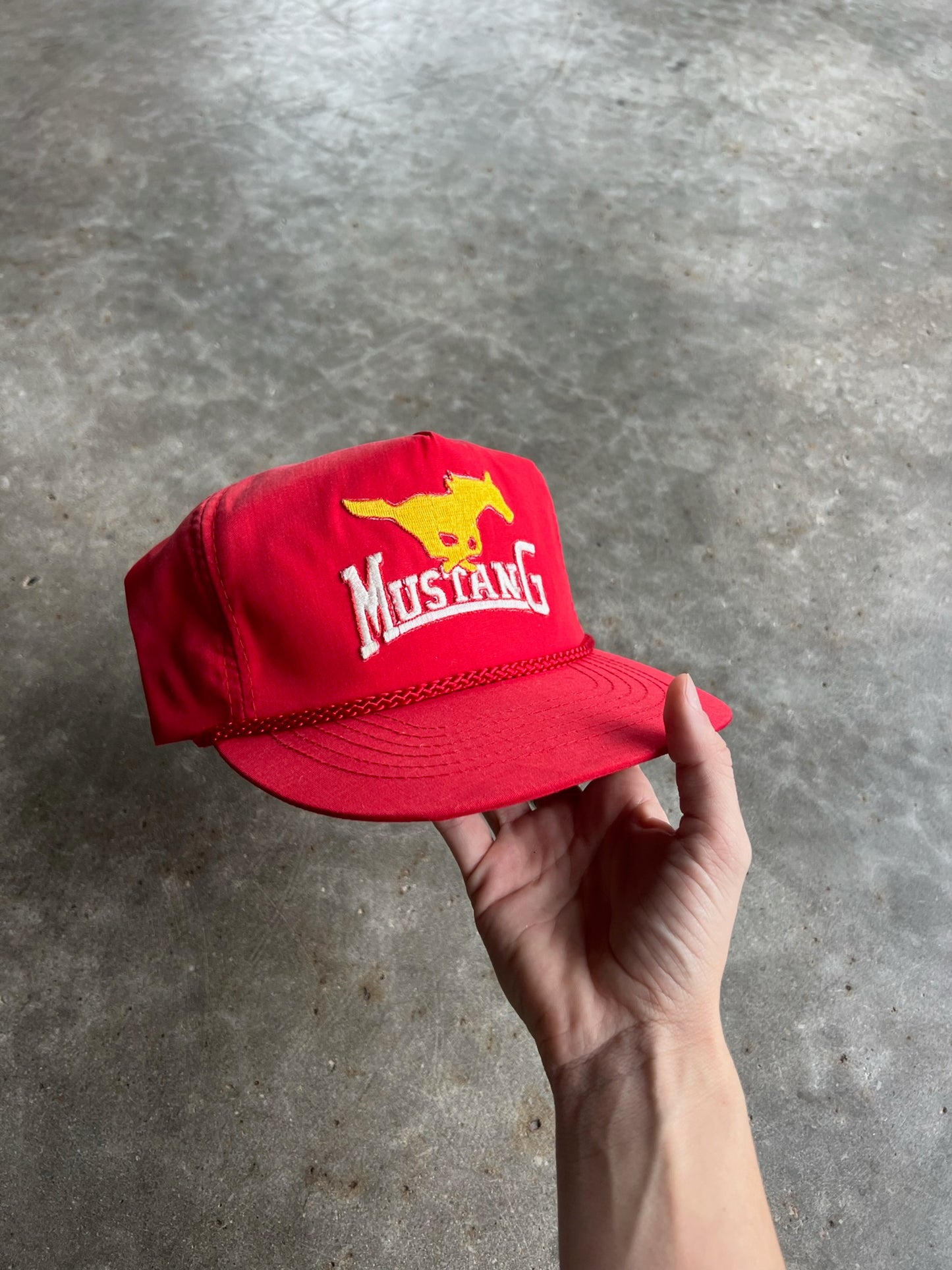 Vintage Red Mustang Strapback Hat