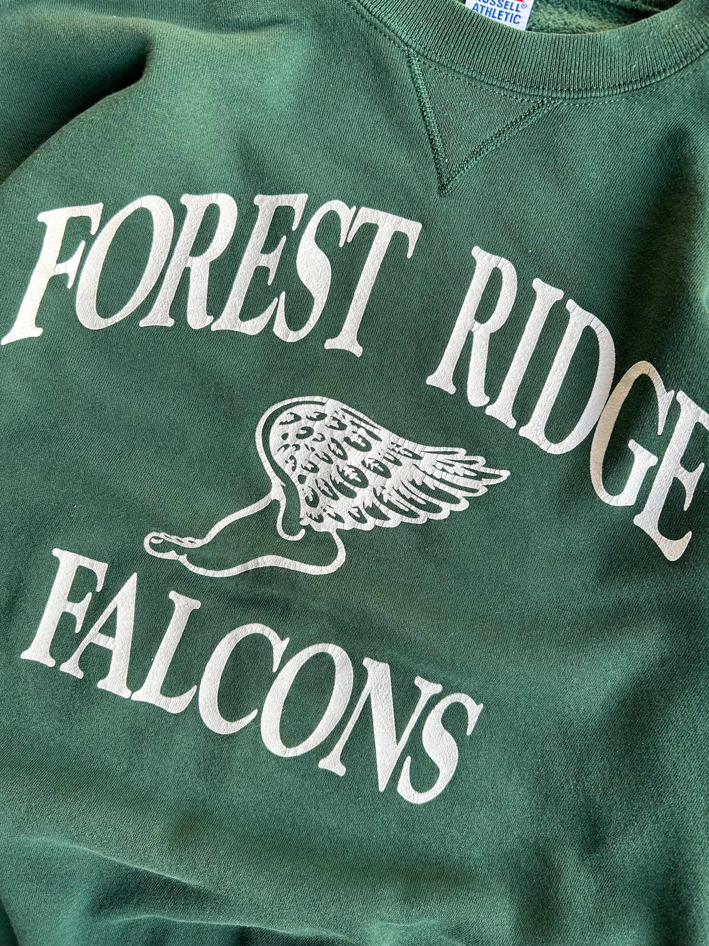 Vintage Green Forest Ridge Falcons Russell Crew - XL