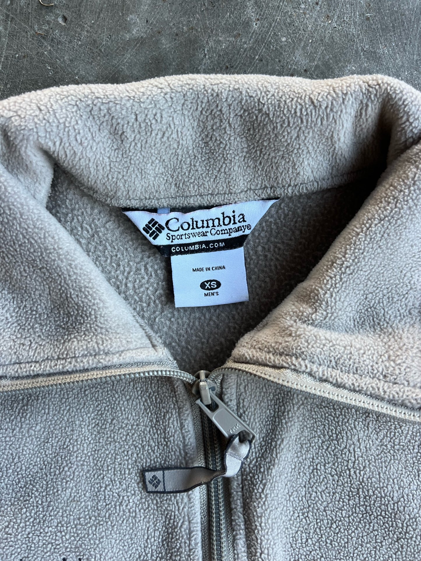 Vintage Cream Fleece Columbia Zip Up Vest - S