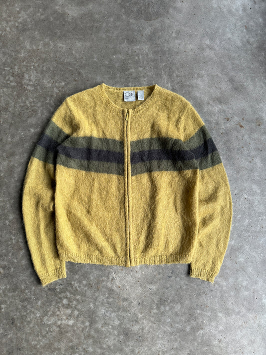 Vintage One Below Yellow Mohair Zip Up Sweater - M