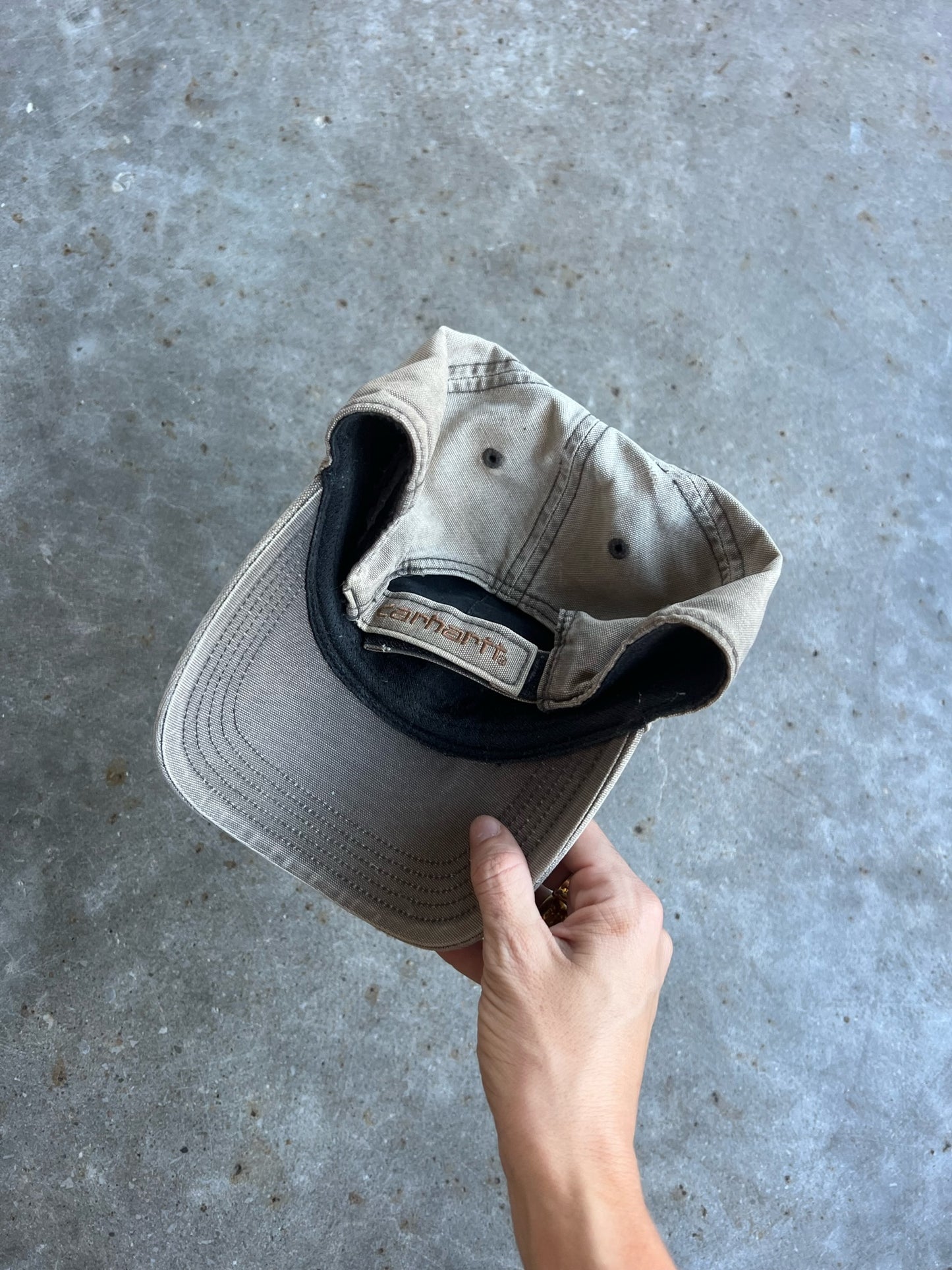 Vintage Faded Light Brown Carhartt Velcro Hat