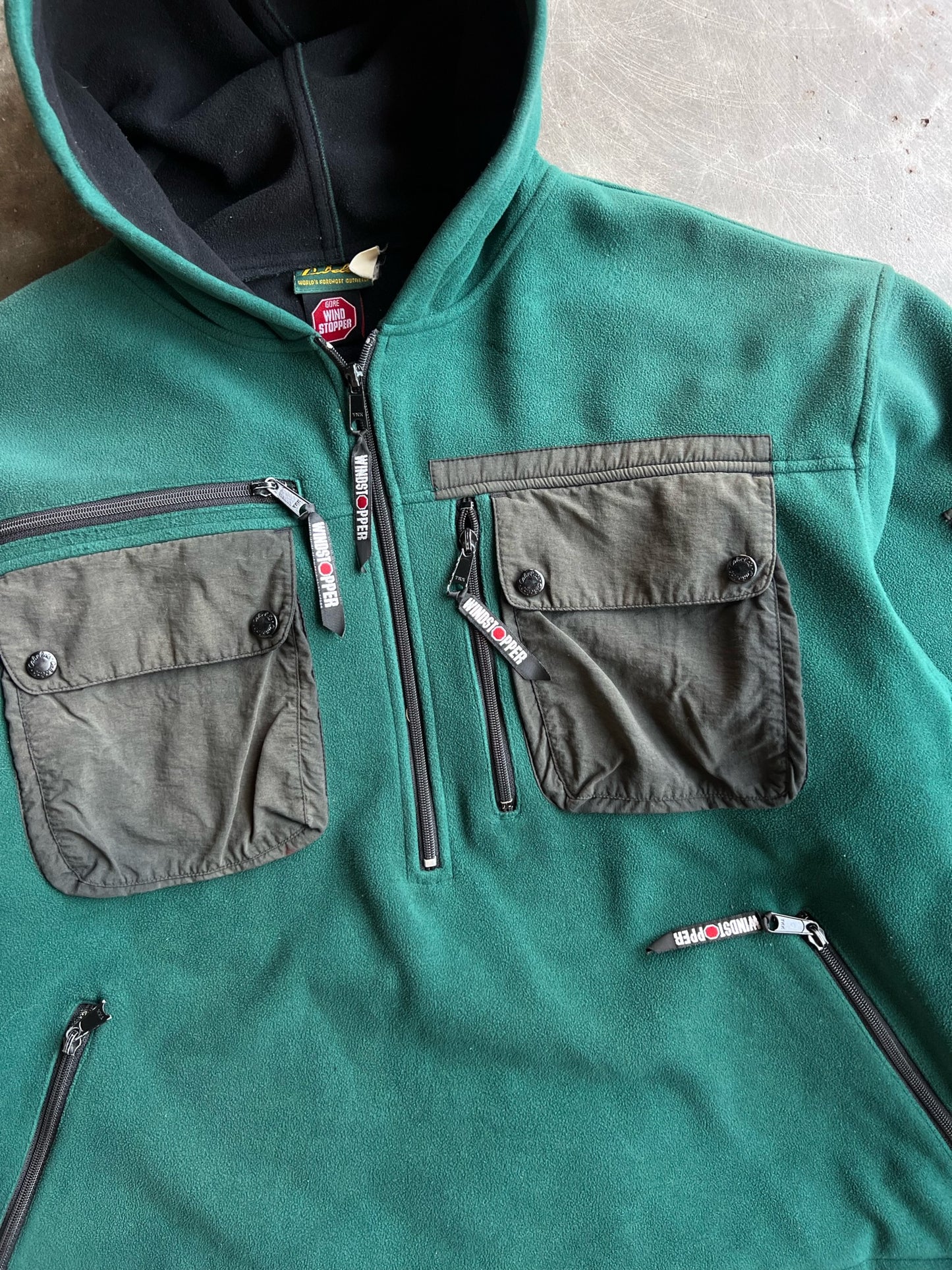 Vintage Green Cabelas Hooded Quarter Zip - XL