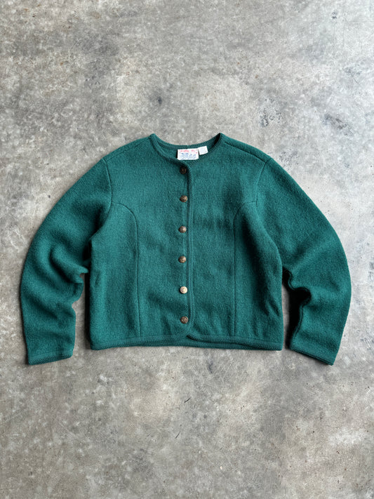 Vintage Tally Ho Green Wool Cardigan - L