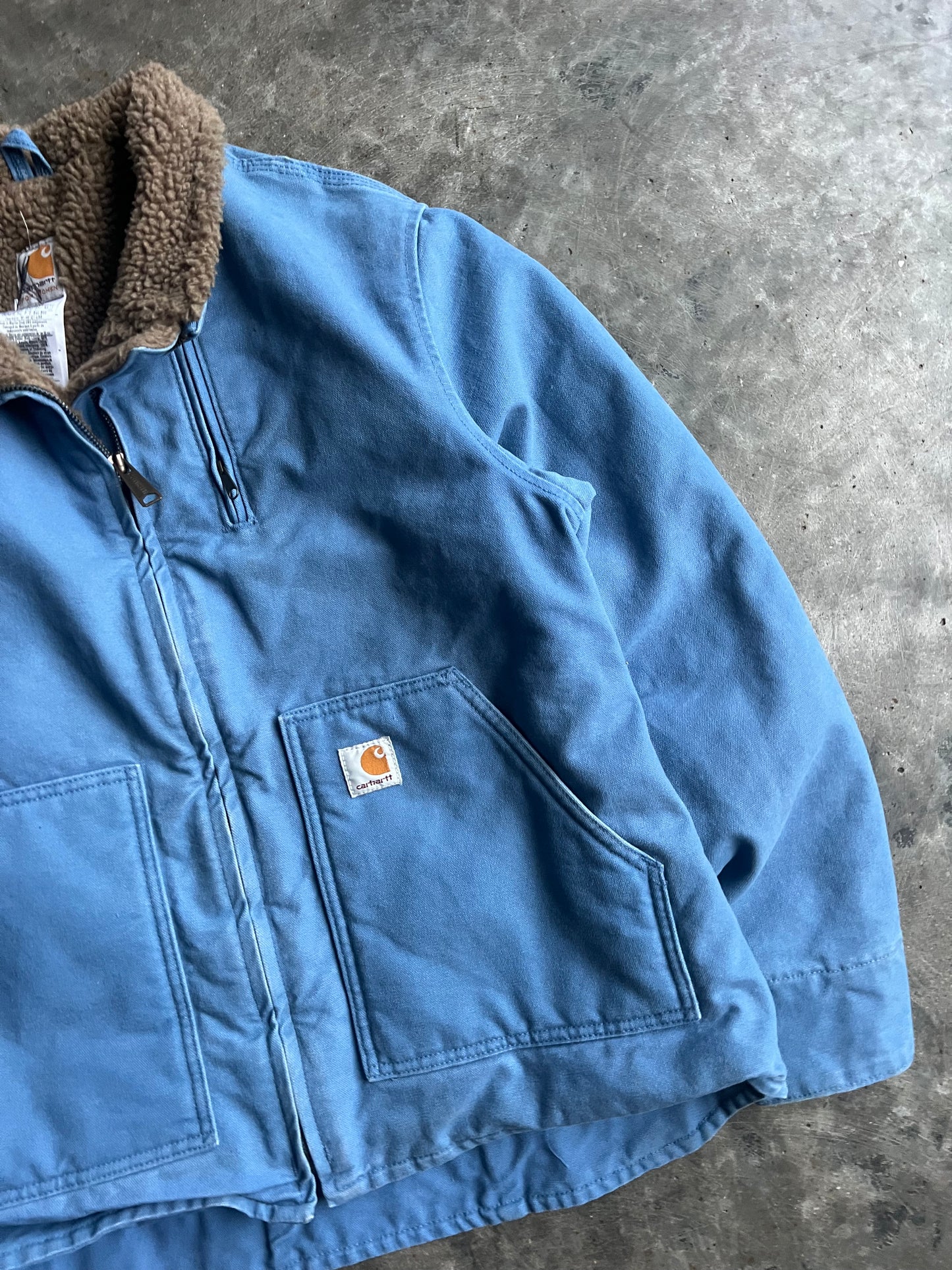 Vintage Sherpa Lined Denim Carhartt Jacket - XL