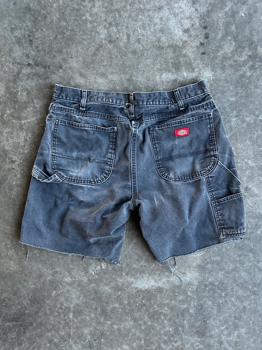 Vintage Faded Black Dickies Distressed Carpenter Shorts - 34